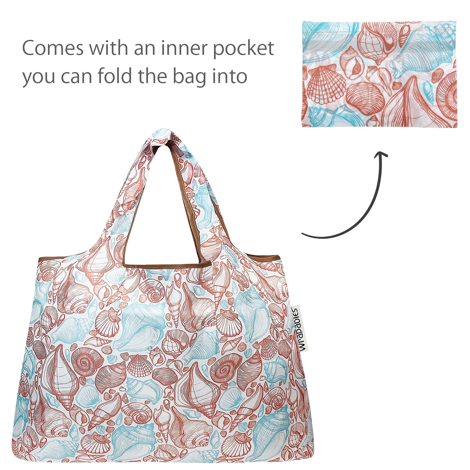 Wrapables Large & Small Foldable Tote Nylon Reusable Grocery Bags, Set of 2