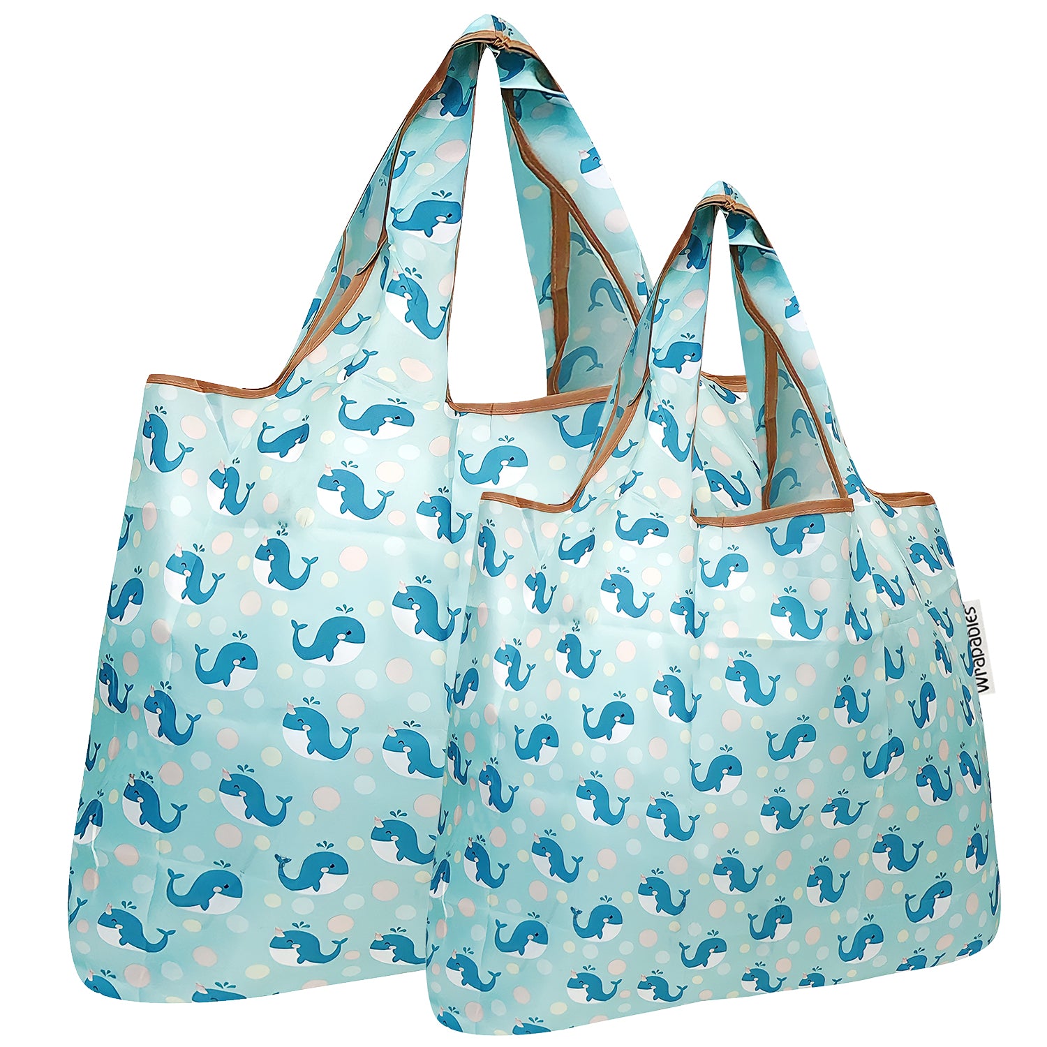 Wrapables Large & Small Foldable Tote Nylon Reusable Grocery Bags, Set of 2