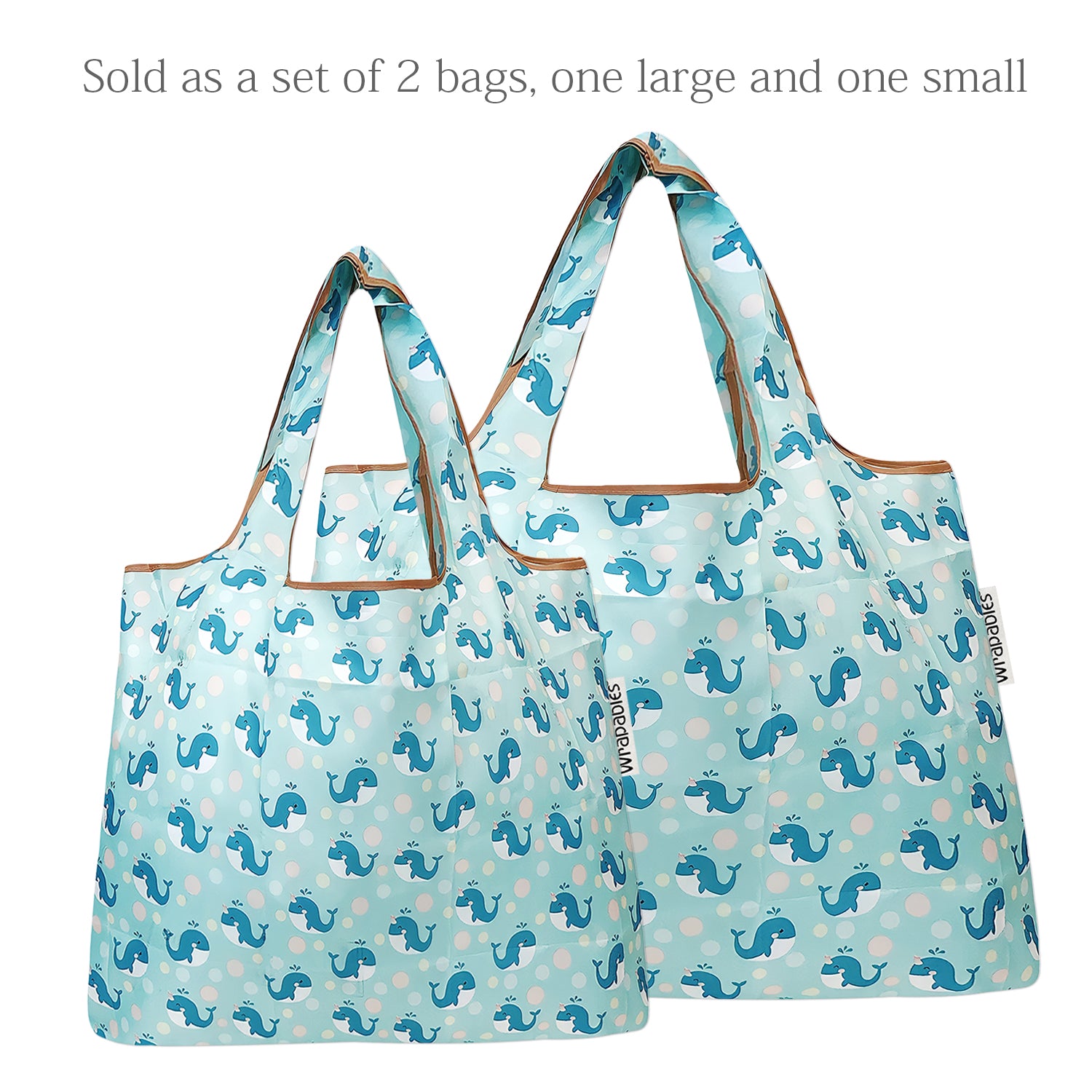 Wrapables Large & Small Foldable Tote Nylon Reusable Grocery Bags, Set of 2