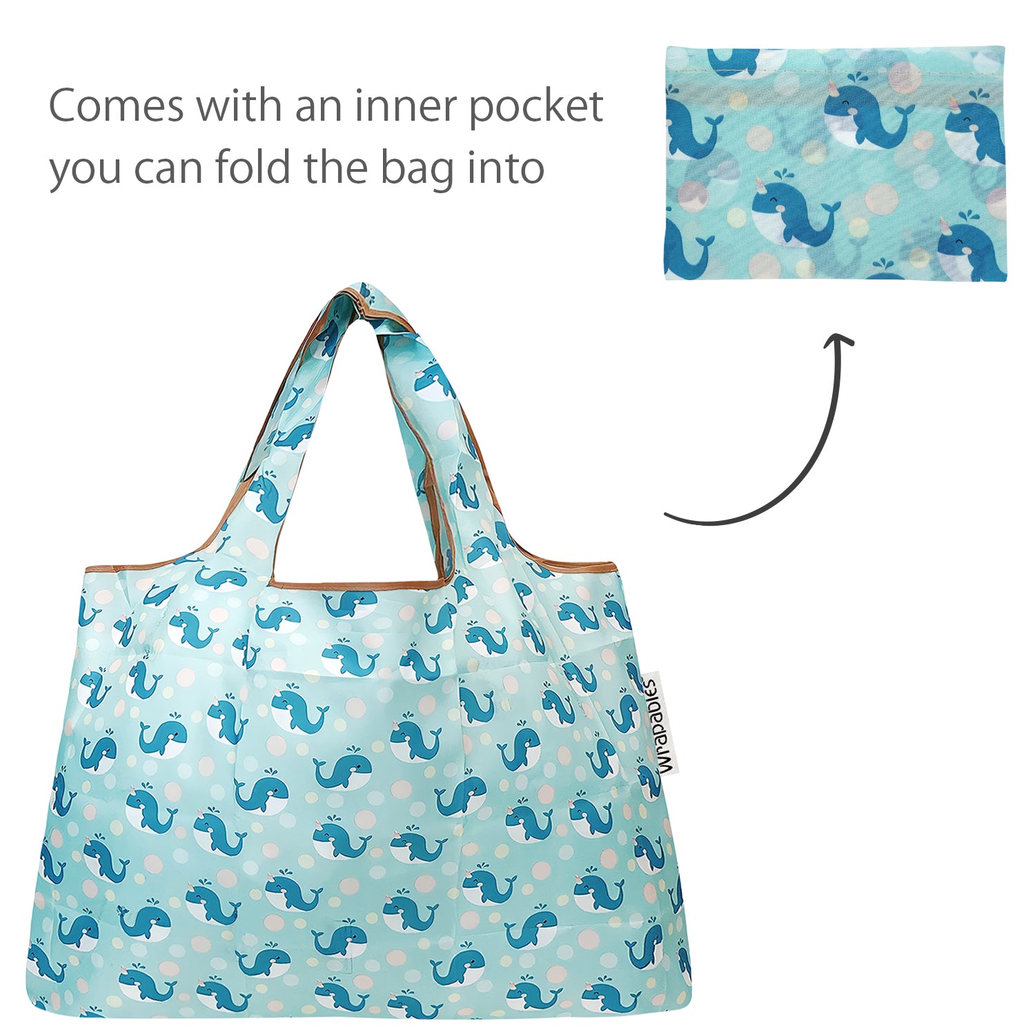 Wrapables Large & Small Foldable Tote Nylon Reusable Grocery Bags, Set of 2