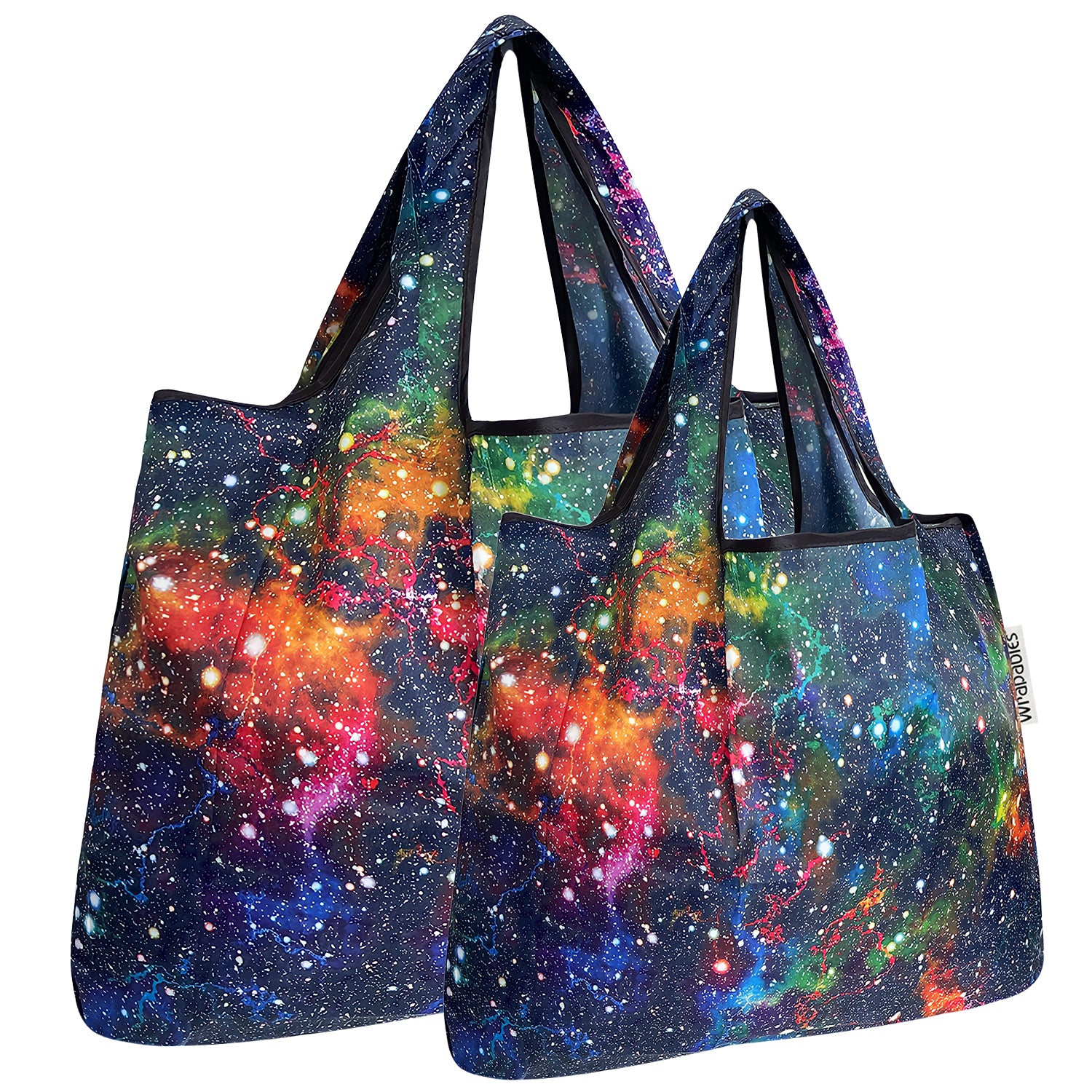 Wrapables Large & Small Foldable Tote Nylon Reusable Grocery Bags, Set of 2