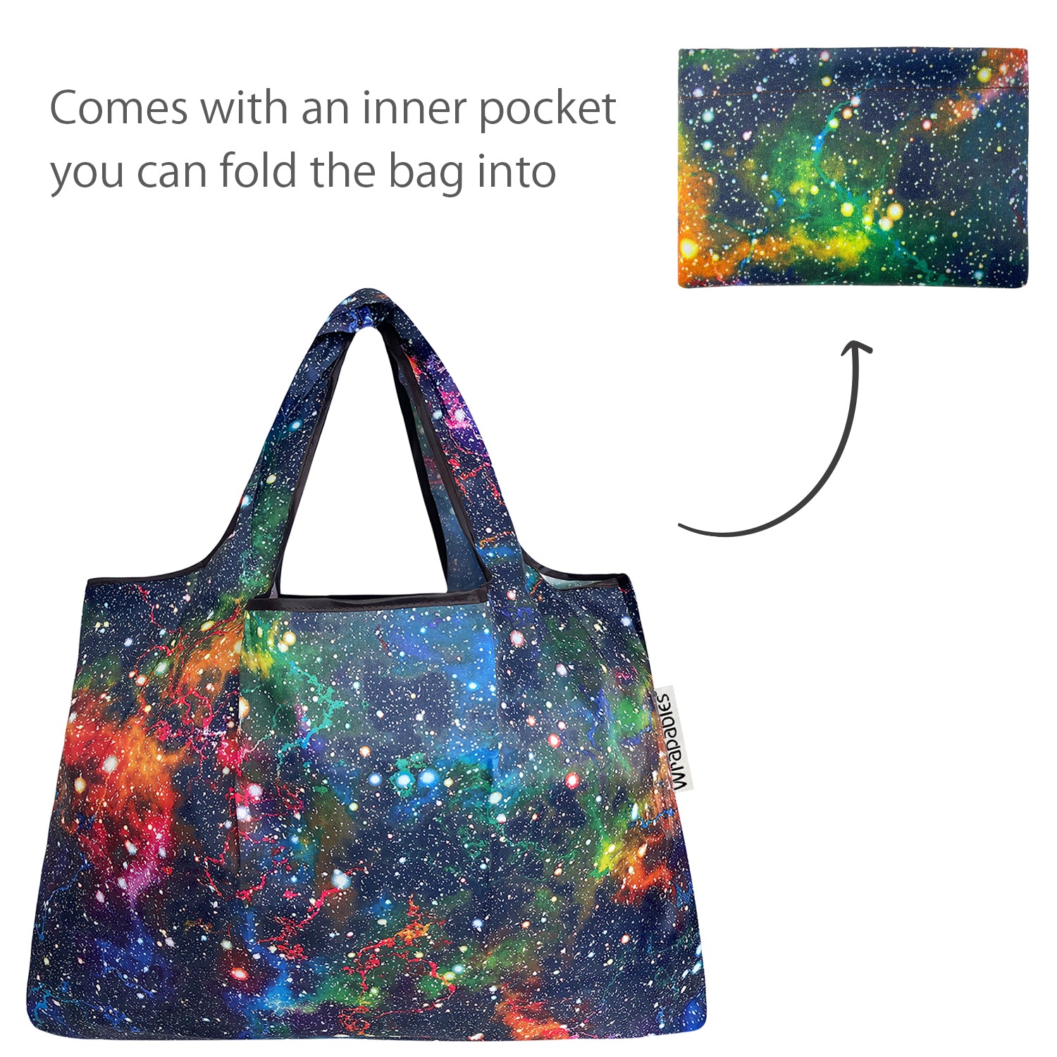 Wrapables Large & Small Foldable Tote Nylon Reusable Grocery Bags, Set of 2