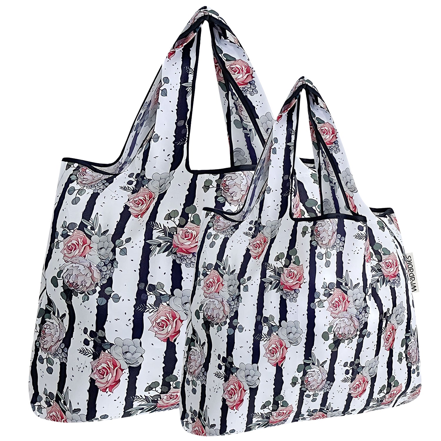 Wrapables Large & Small Foldable Tote Nylon Reusable Grocery Bags, Set of 2