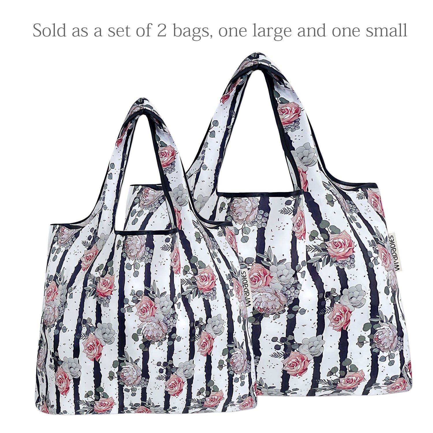 Wrapables Large & Small Foldable Tote Nylon Reusable Grocery Bags, Set of 2