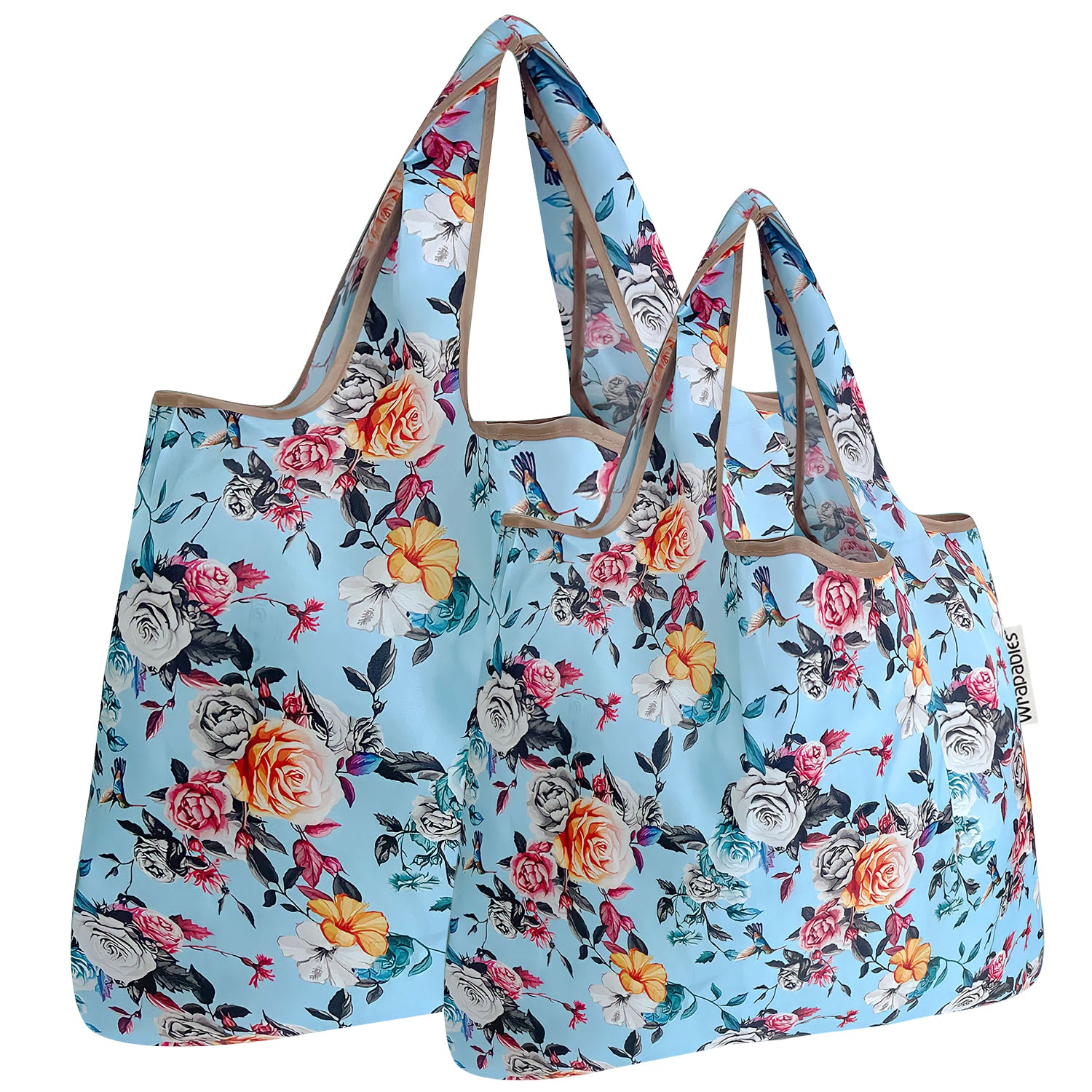Wrapables Large & Small Foldable Tote Nylon Reusable Grocery Bags, Set of 2