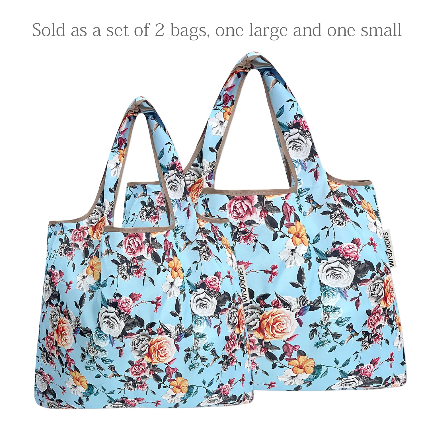 Wrapables Large & Small Foldable Tote Nylon Reusable Grocery Bags, Set of 2