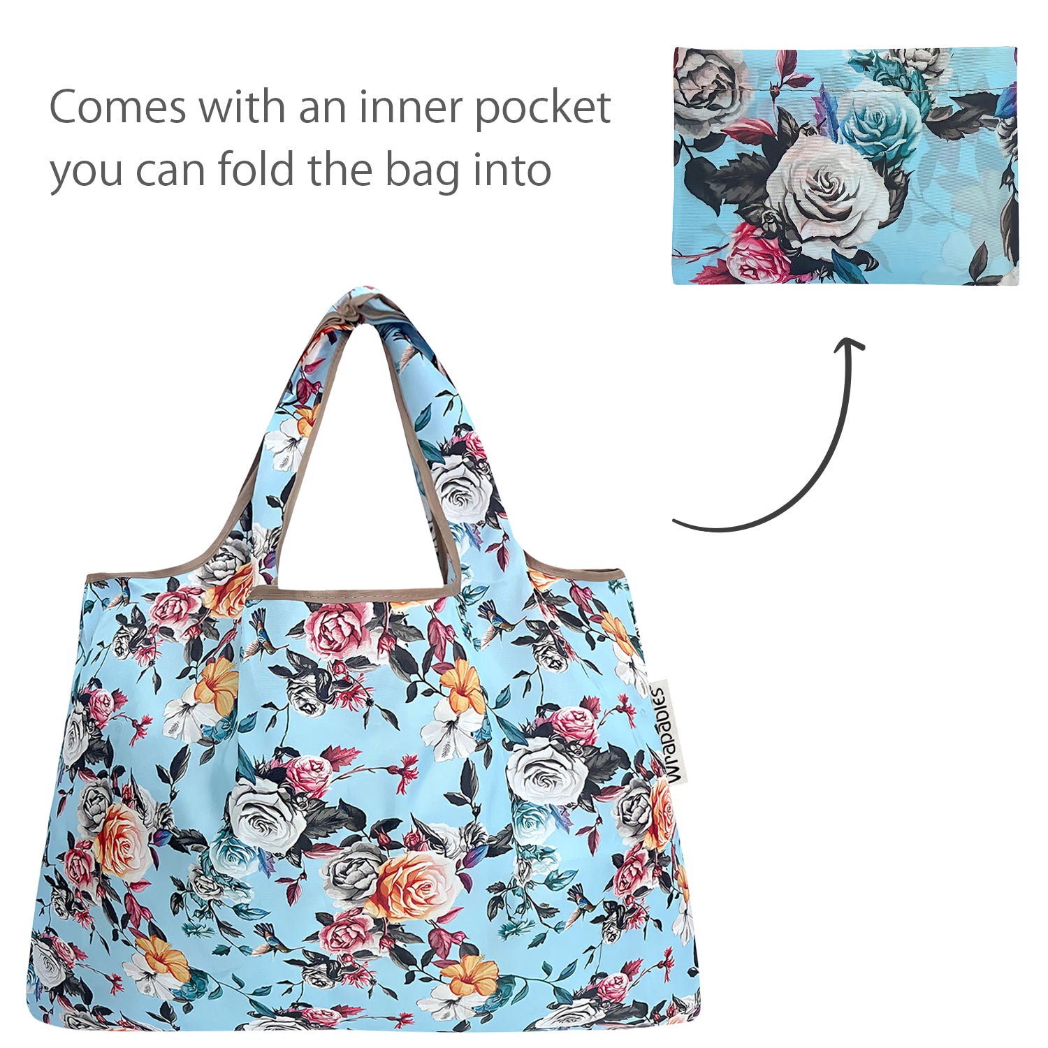 Wrapables Large & Small Foldable Tote Nylon Reusable Grocery Bags, Set of 2