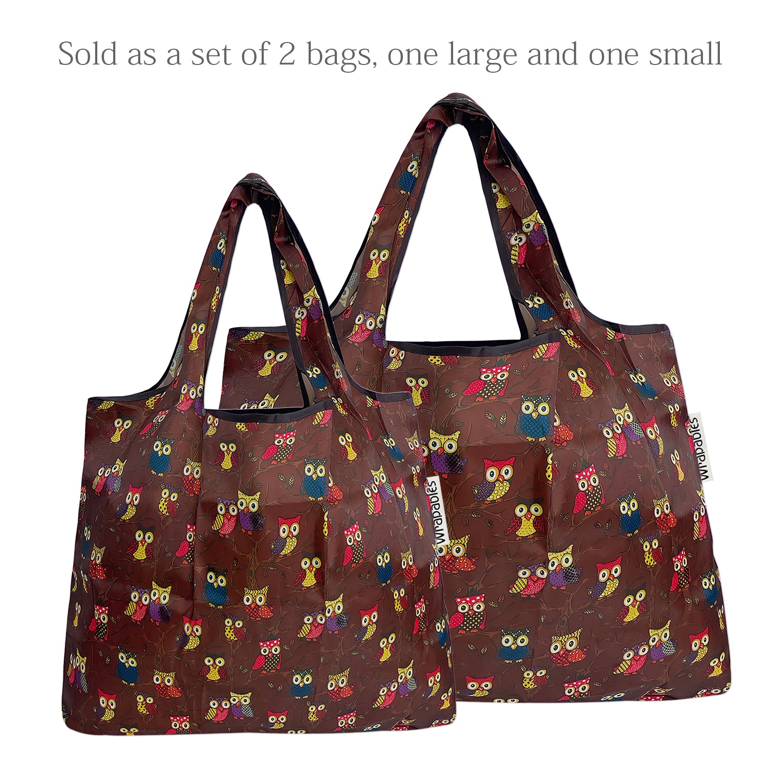 Wrapables Large & Small Foldable Tote Nylon Reusable Grocery Bags, Set of 2