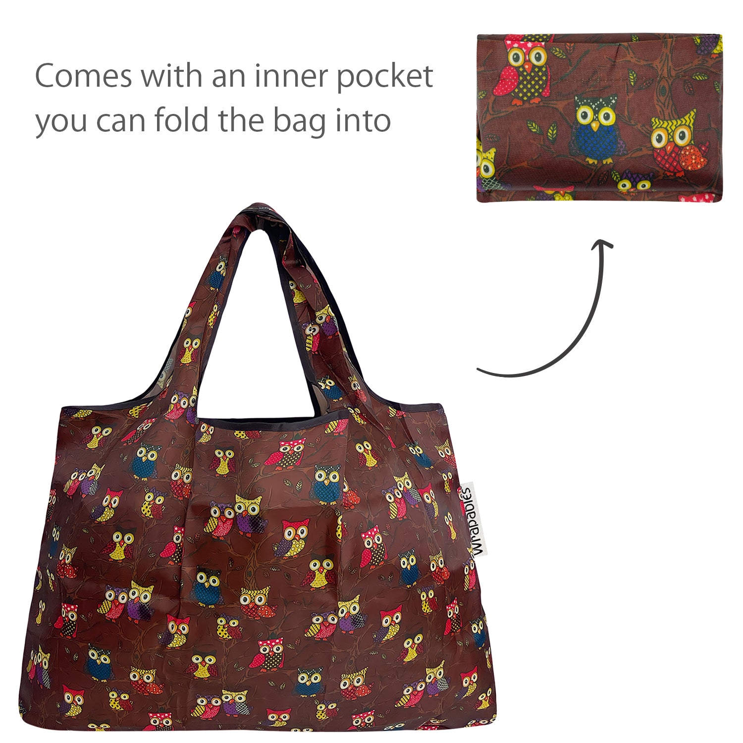 Wrapables Large & Small Foldable Tote Nylon Reusable Grocery Bags, Set of 2