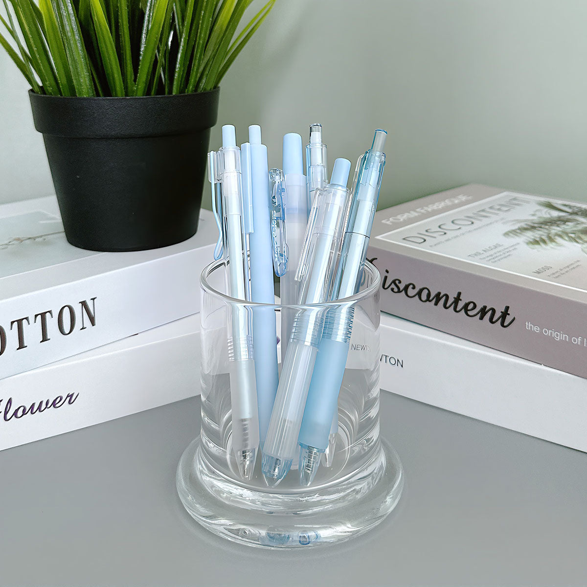 Wrapables Retractable Rollerball Pens and Highlighter Set, 0.5mm Black Gel Ink Pens for Home, Office, School (Set of 6)