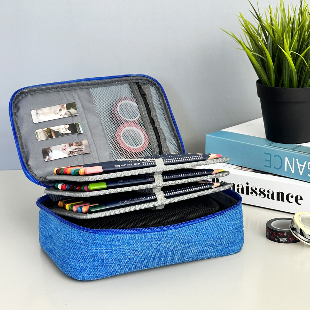Wrapables Large Capacity 72 Slot Pencil Case for Colored Pencils, Stationery Pouch