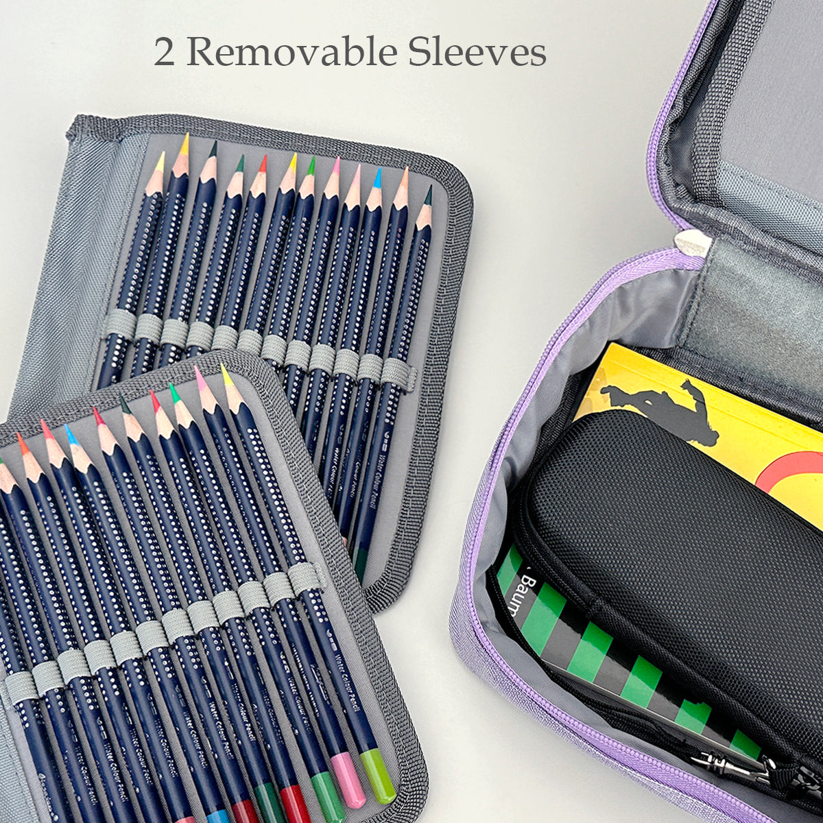 Wrapables Large Capacity 72 Slot Pencil Case for Colored Pencils, Stationery Pouch