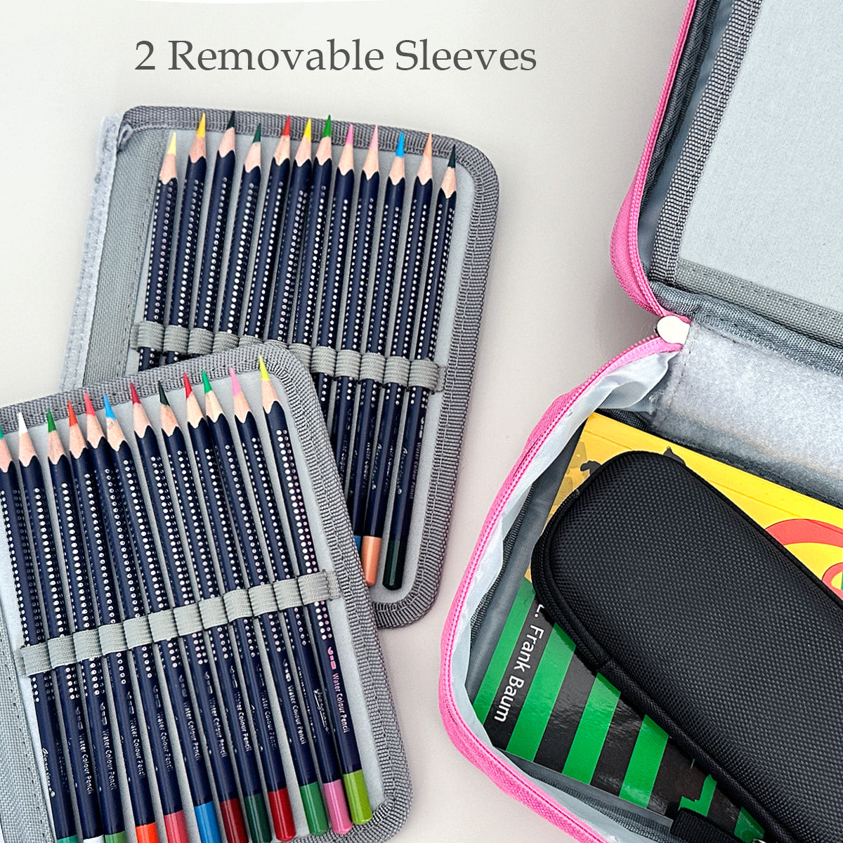 Wrapables Large Capacity 72 Slot Pencil Case for Colored Pencils, Stationery Pouch