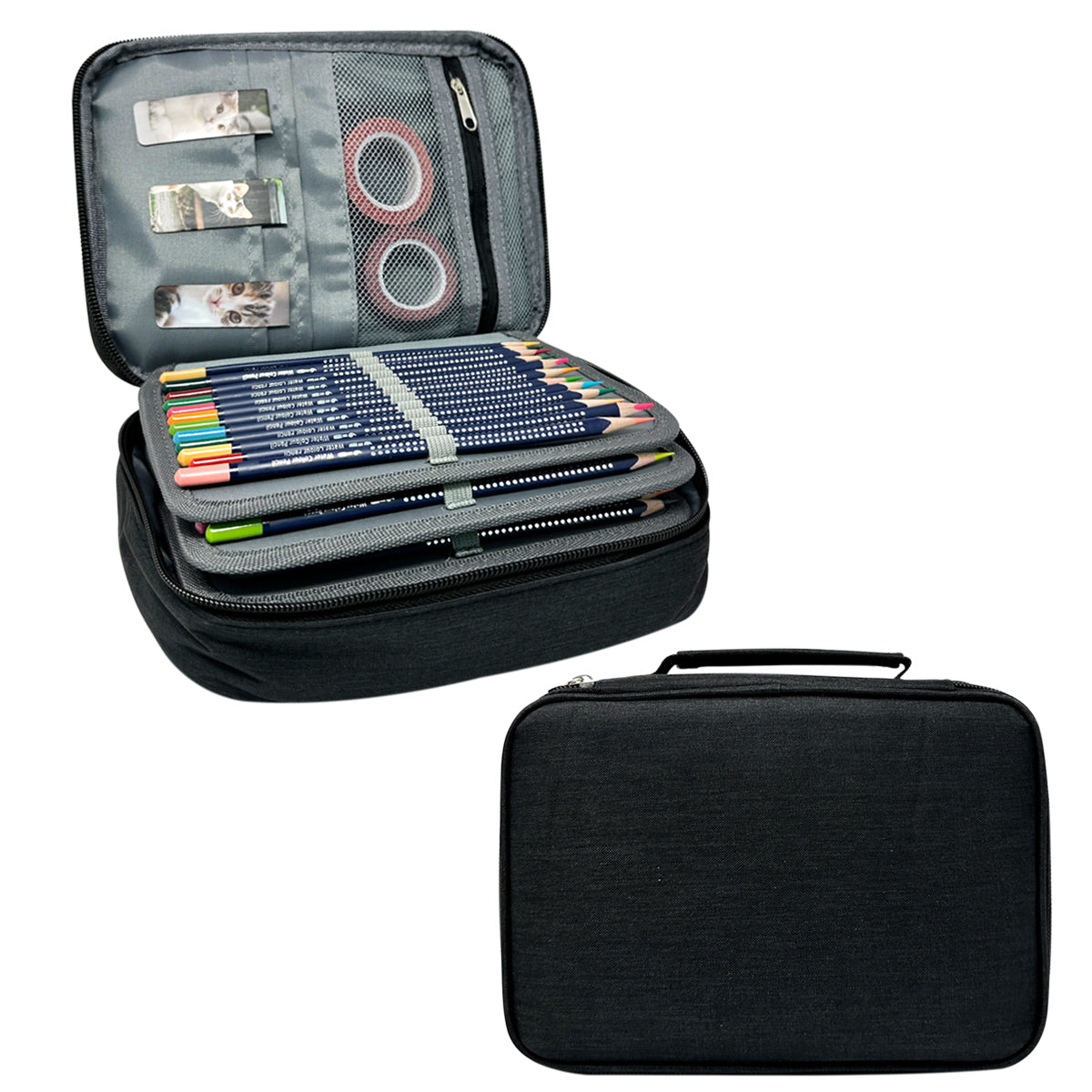 Wrapables Large Capacity 72 Slot Pencil Case for Colored Pencils, Stationery Pouch
