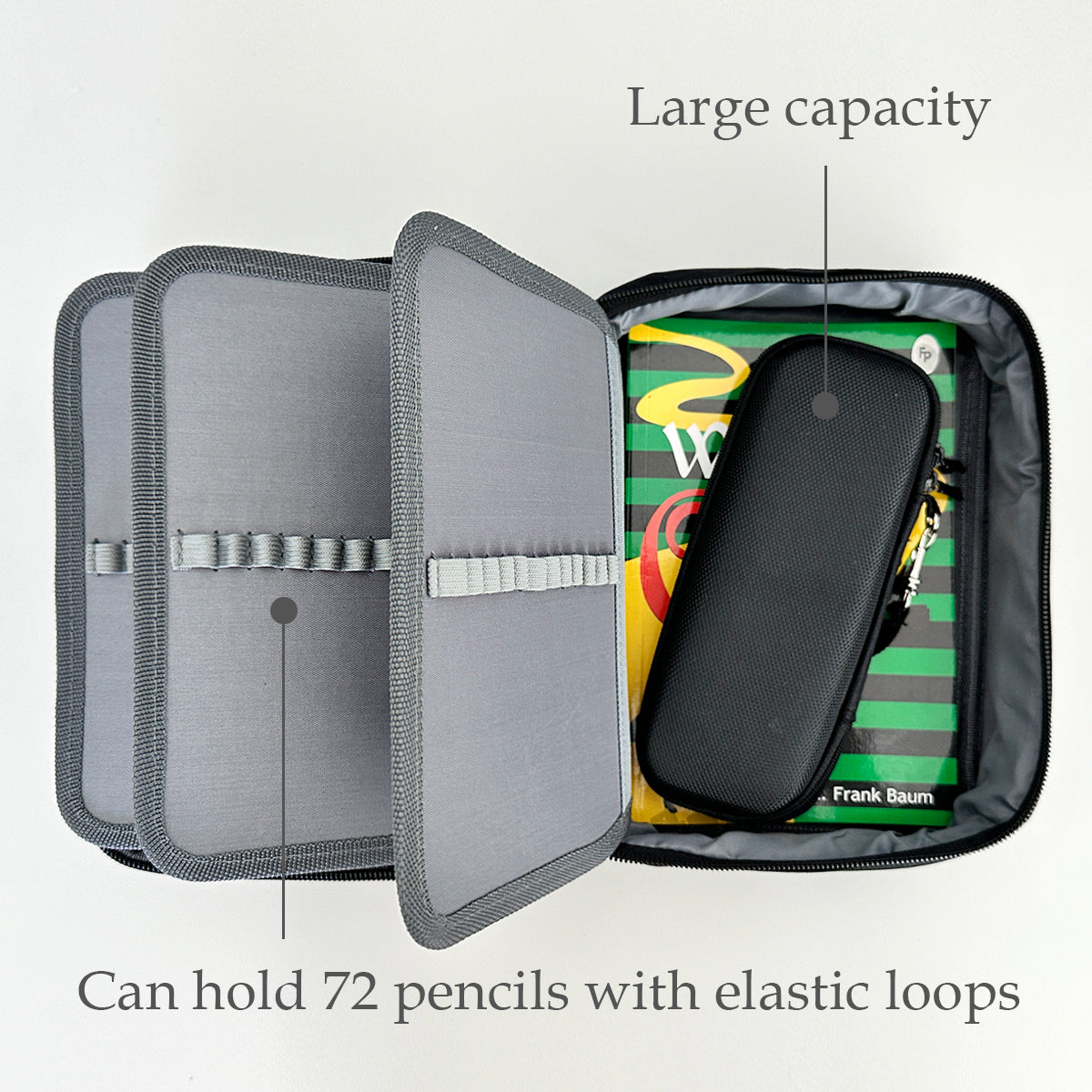 Wrapables Large Capacity 72 Slot Pencil Case for Colored Pencils, Stationery Pouch