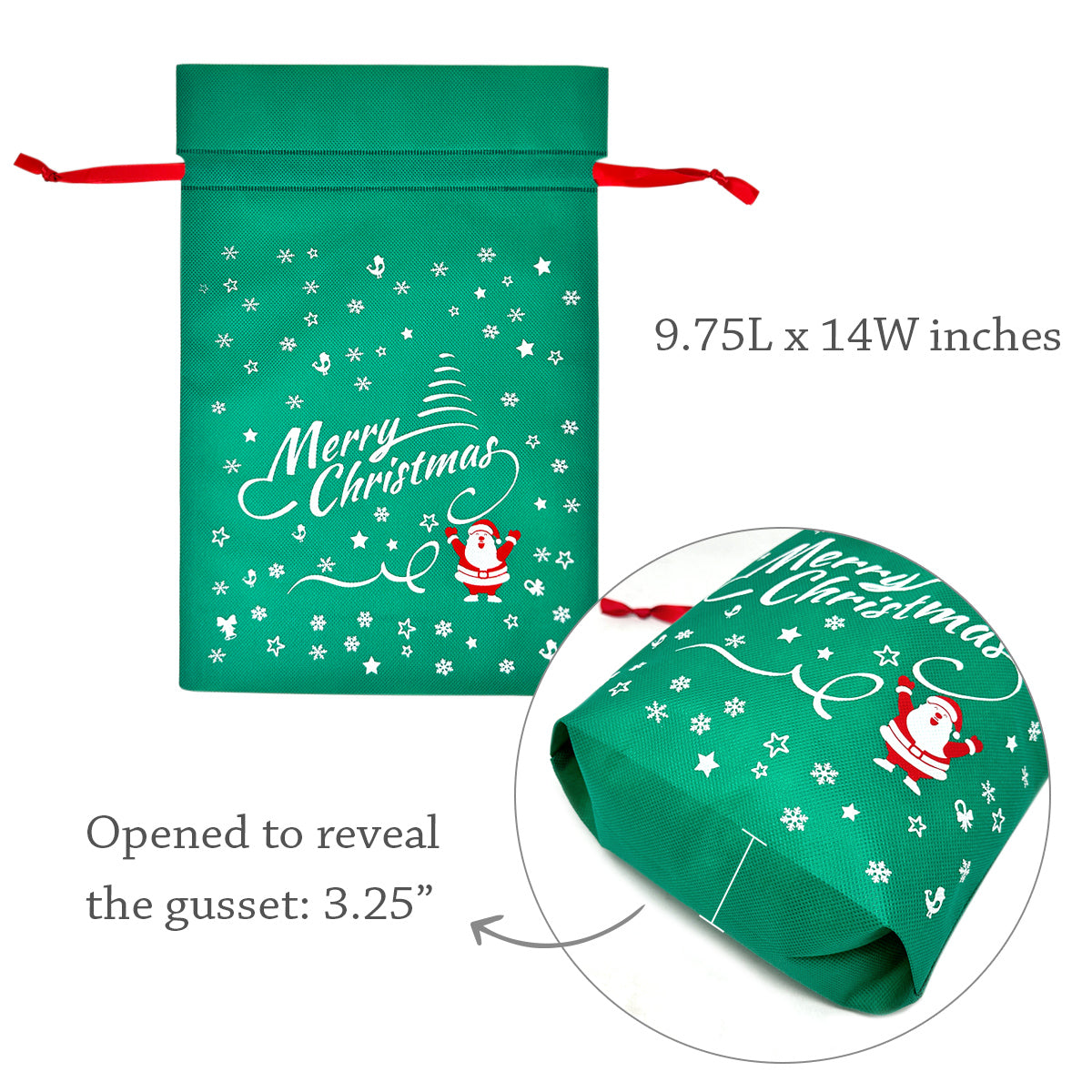 Wrapables Non-Woven Christmas Holiday Drawstring Gift Bags for Party Favors, Goodie Bag, Treats, Gift Wrap, Parties (Set of 8)