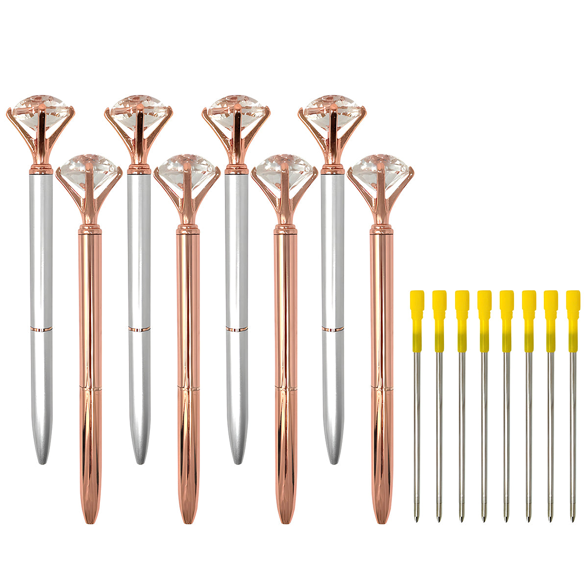 Wrapables Crystal Diamond Ballpoint Pens, 1.0mm Medium Point Wedding Pens with Refills (Set of 8 Pens + 8 Refills)