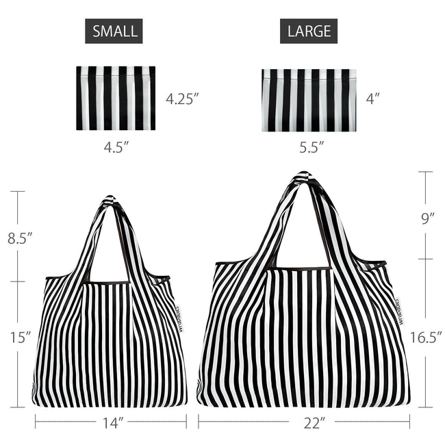 Wrapables Large & Small Foldable Tote Nylon Reusable Grocery Bags, Set of 2