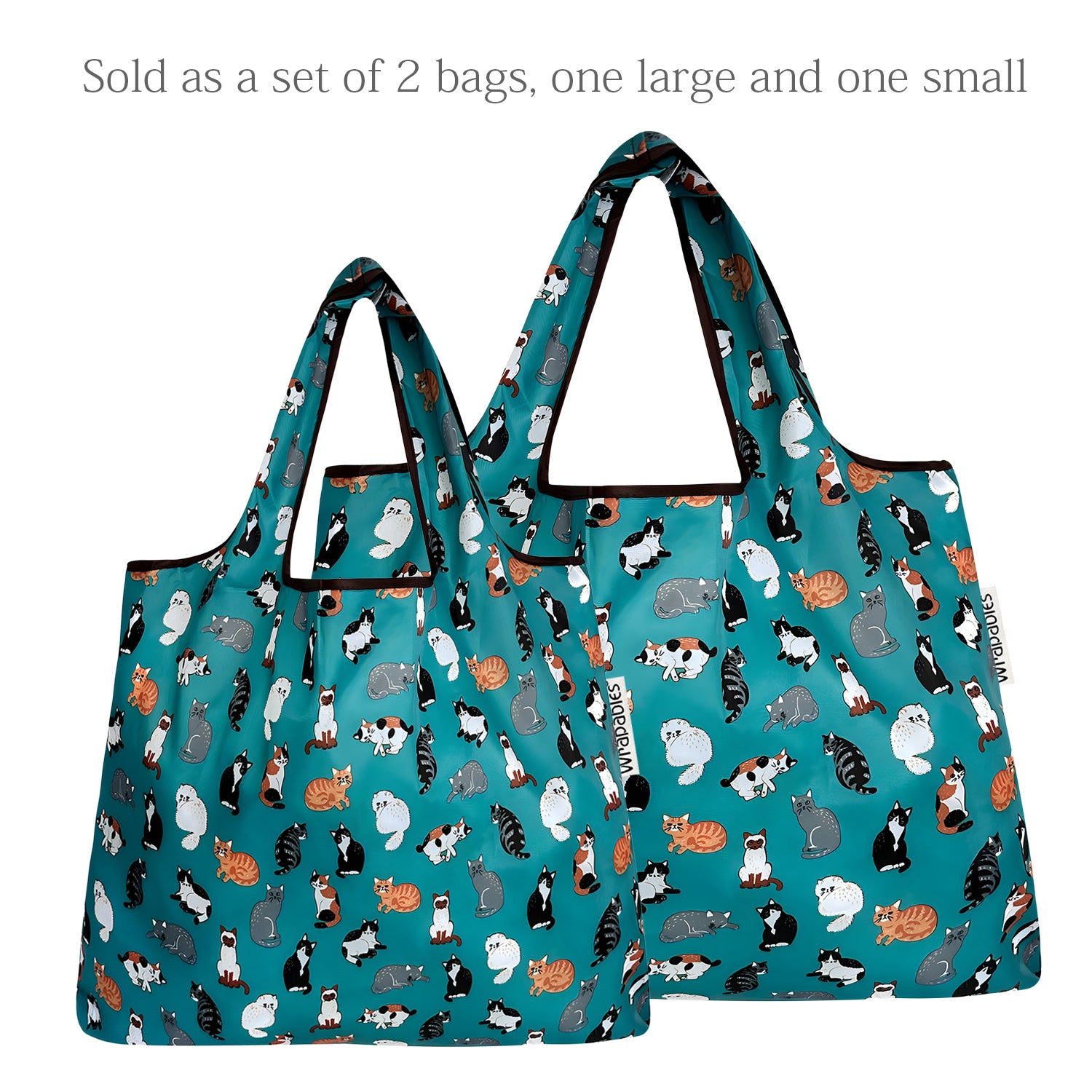 Wrapables Large & Small Foldable Tote Nylon Reusable Grocery Bags, Set of 2