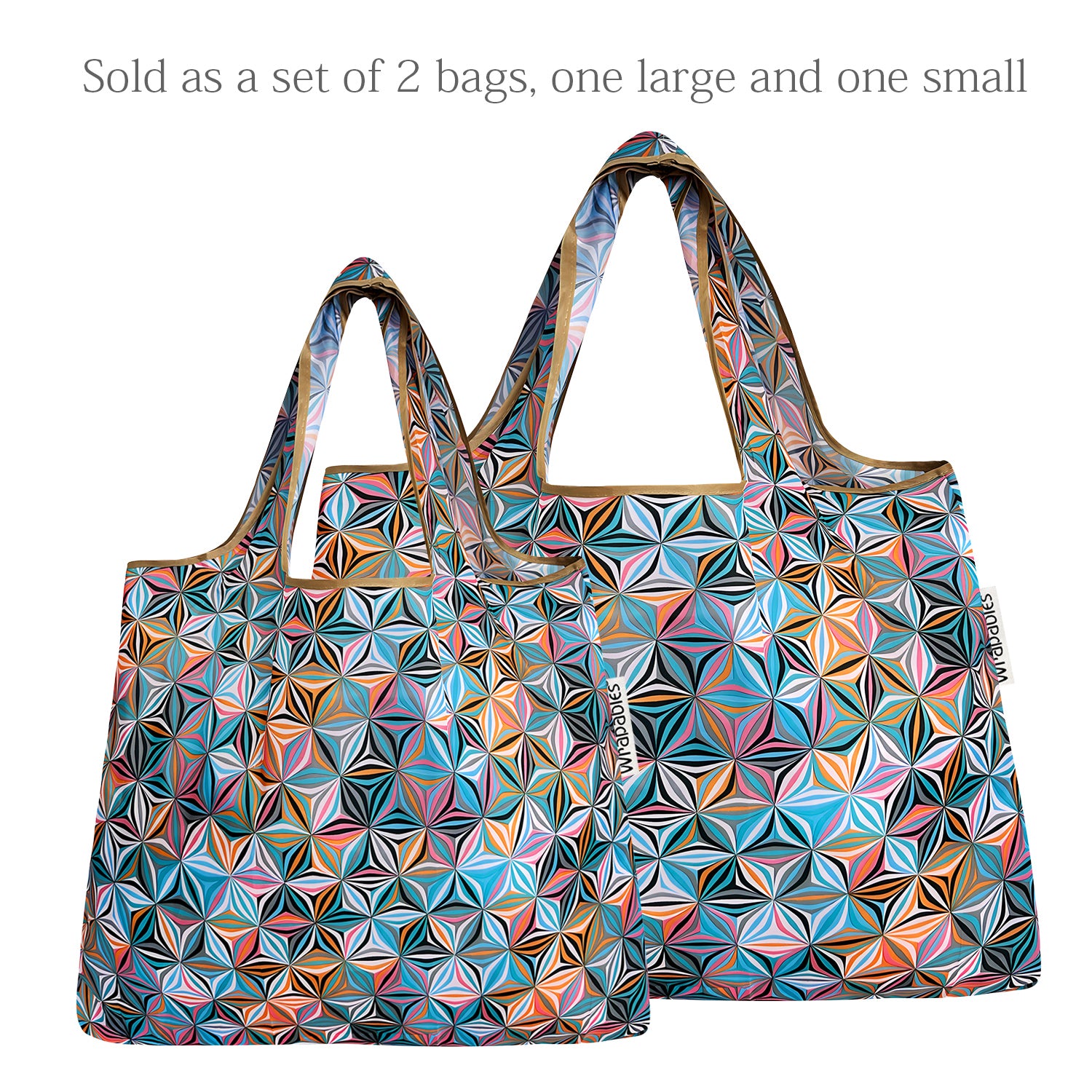 Wrapables Large & Small Foldable Tote Nylon Reusable Grocery Bags, Set of 2