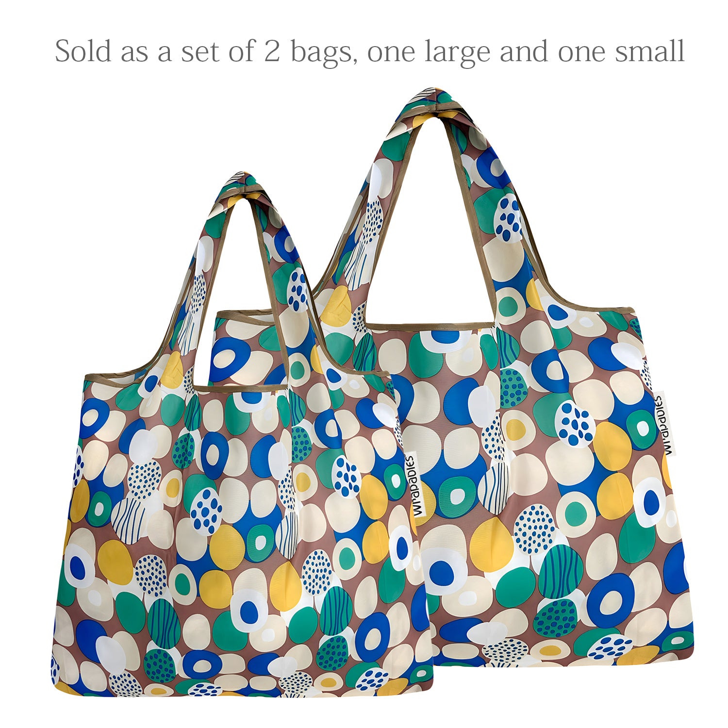 Wrapables Large & Small Foldable Tote Nylon Reusable Grocery Bags, Set of 2