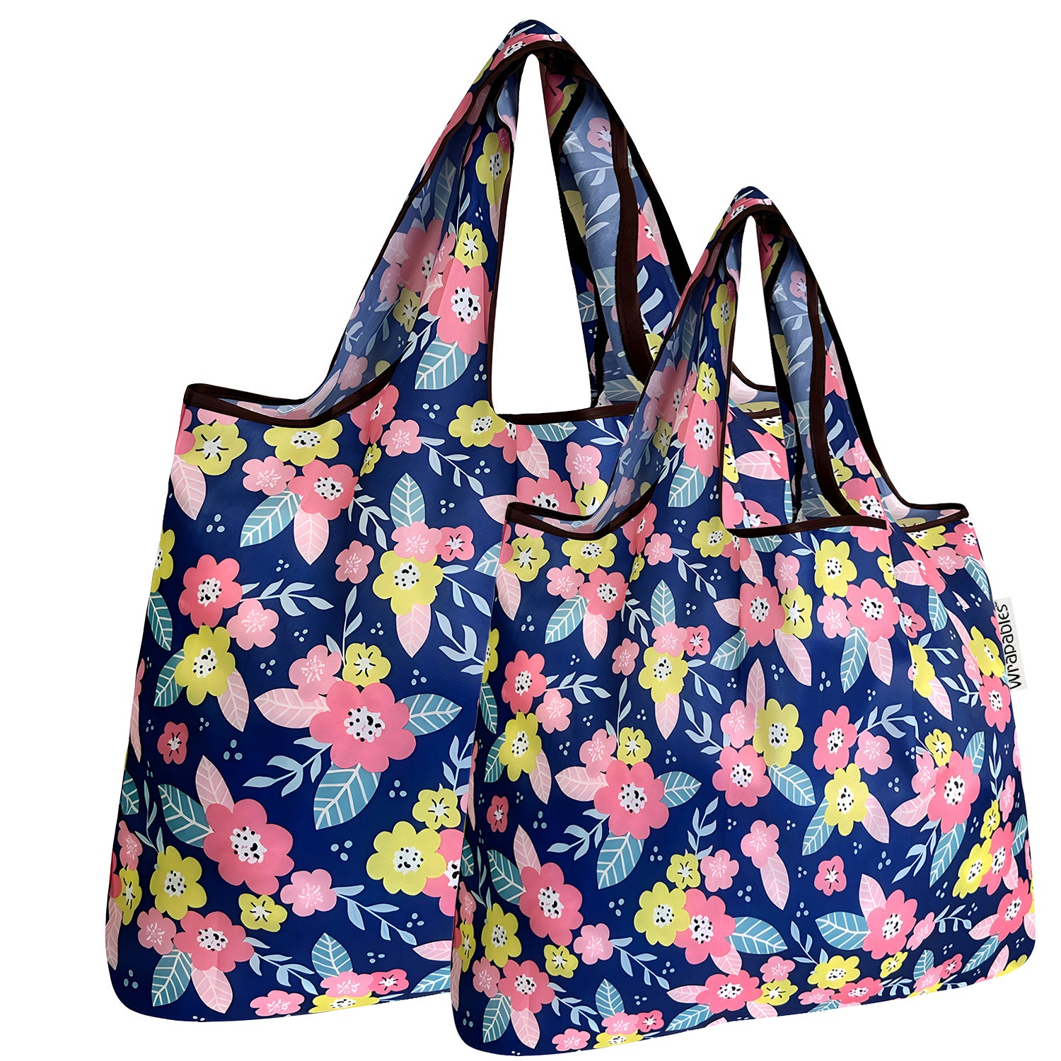 Wrapables Large & Small Foldable Tote Nylon Reusable Grocery Bags, Set of 2