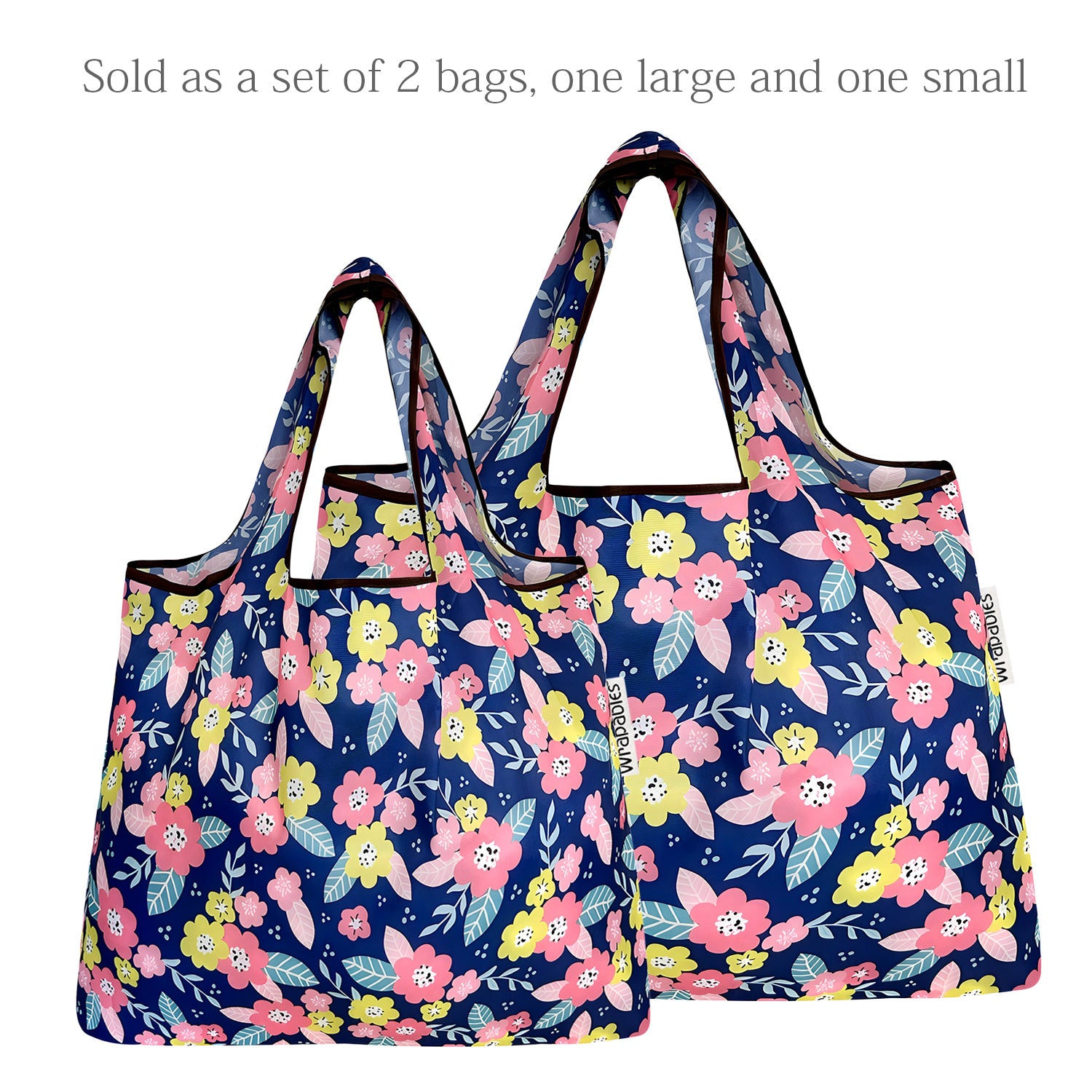Wrapables Large & Small Foldable Tote Nylon Reusable Grocery Bags, Set of 2