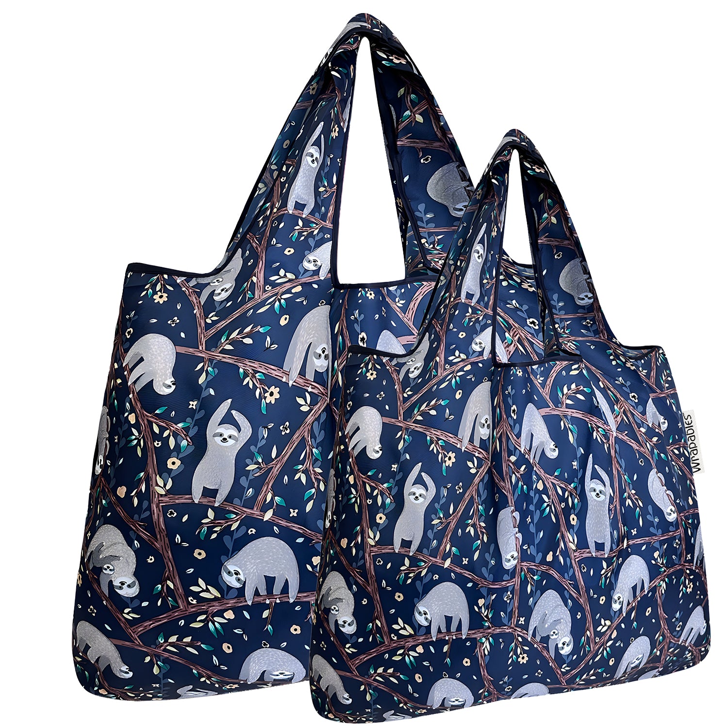 Wrapables Large & Small Foldable Tote Nylon Reusable Grocery Bags, Set of 2