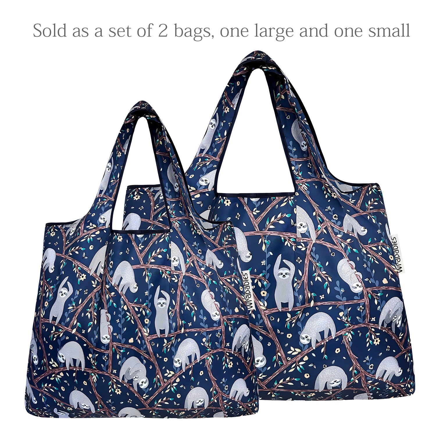 Wrapables Large & Small Foldable Tote Nylon Reusable Grocery Bags, Set of 2
