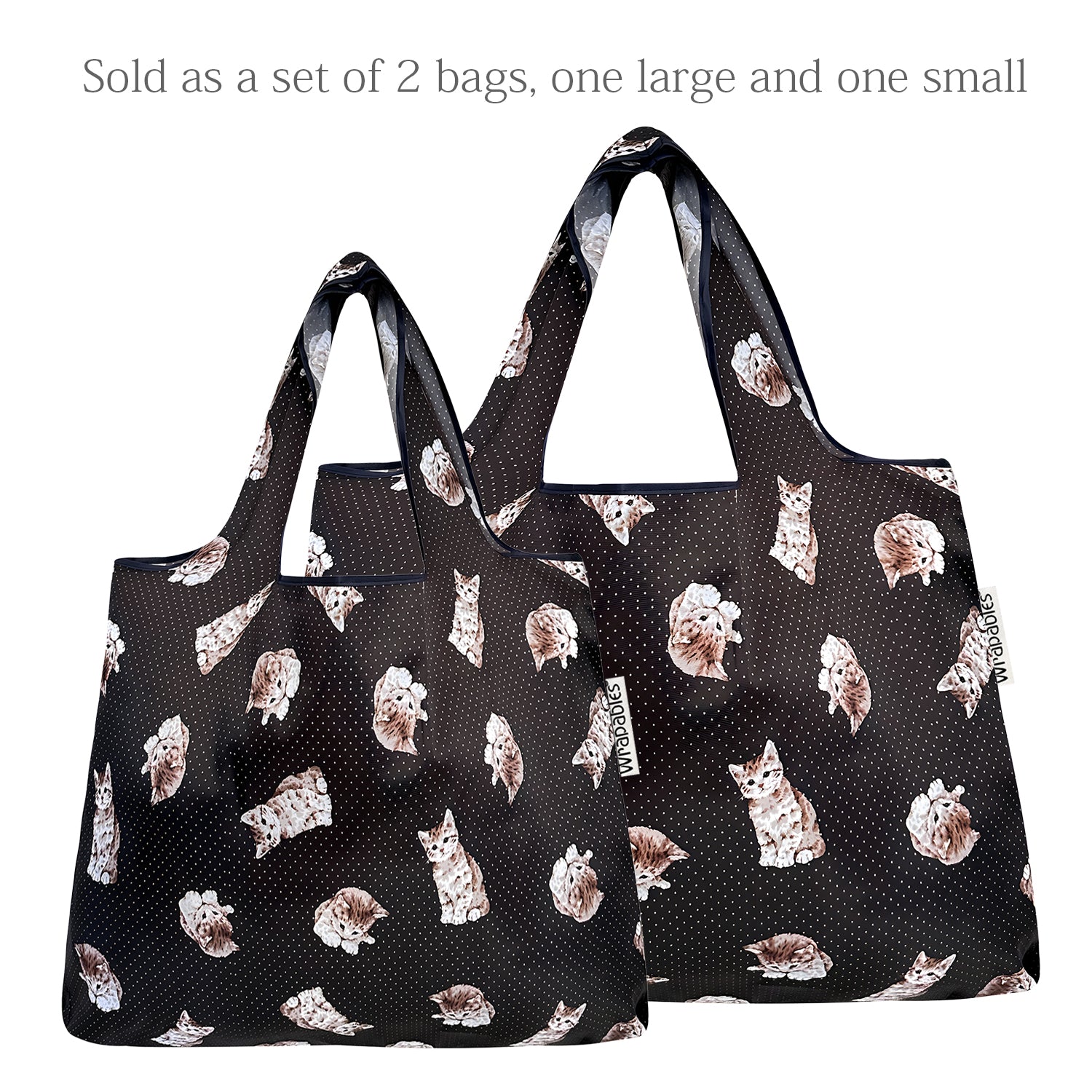 Wrapables Large & Small Foldable Tote Nylon Reusable Grocery Bags, Set of 2
