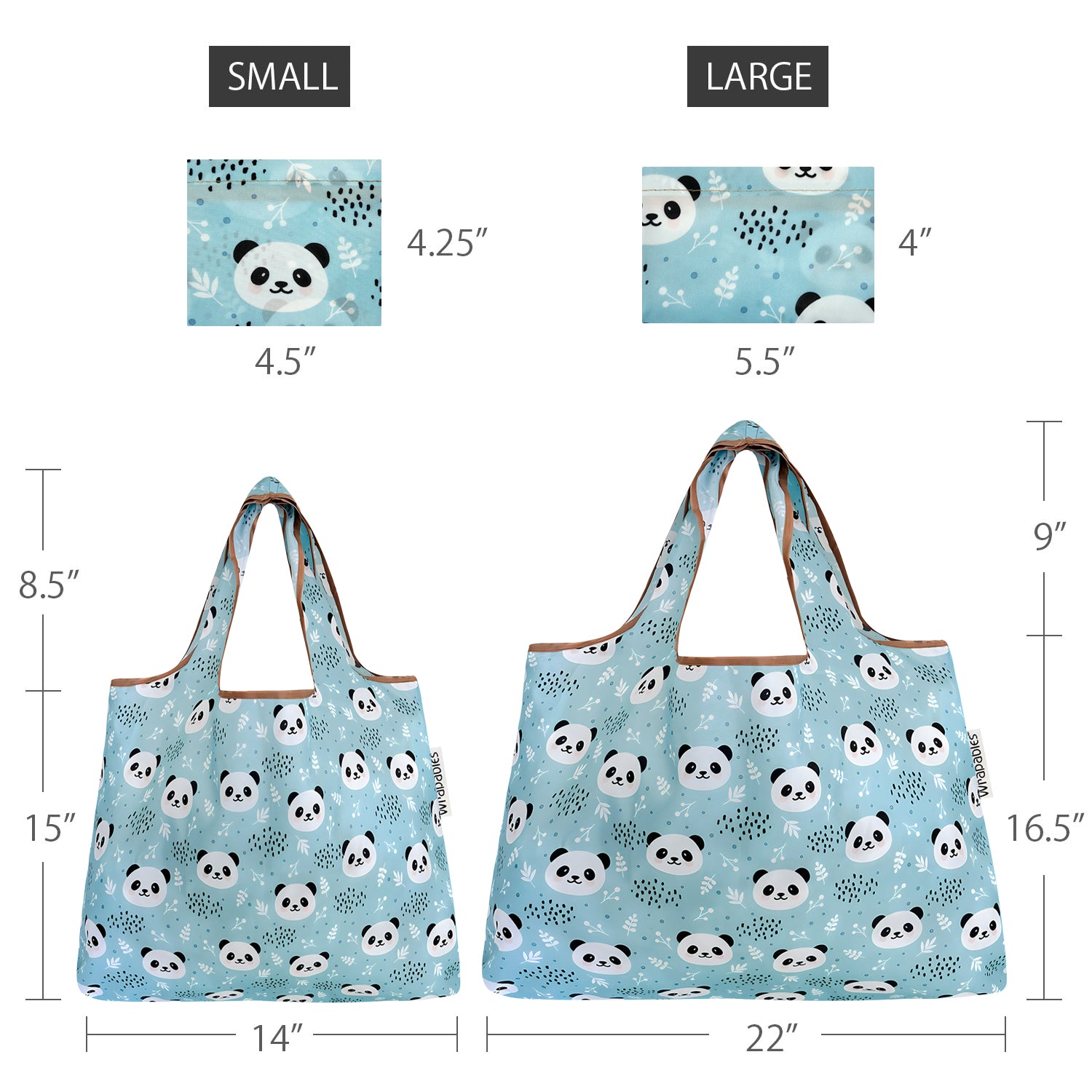 Wrapables Large & Small Foldable Tote Nylon Reusable Grocery Bags, Set of 2