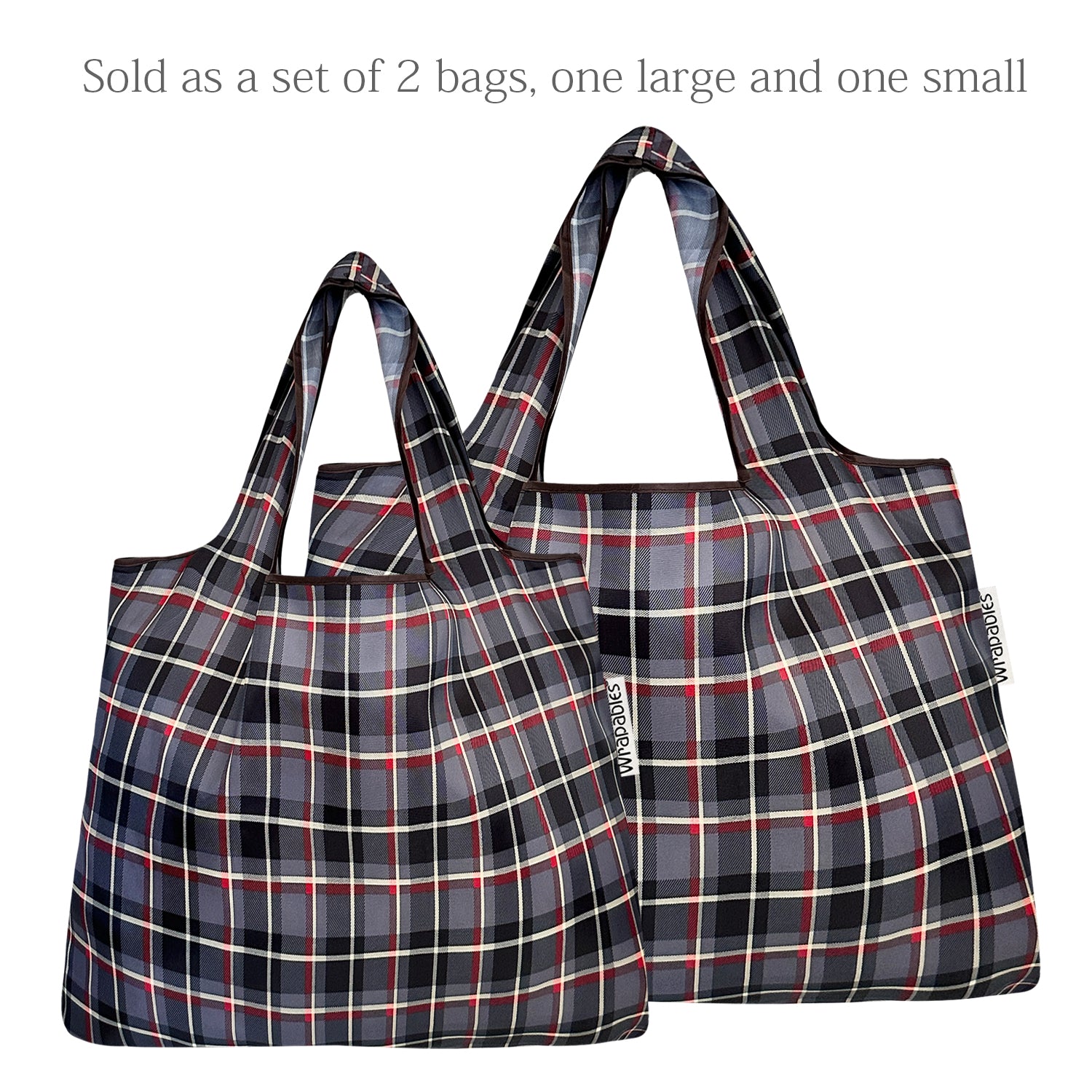Wrapables Large & Small Foldable Tote Nylon Reusable Grocery Bags, Set of 2