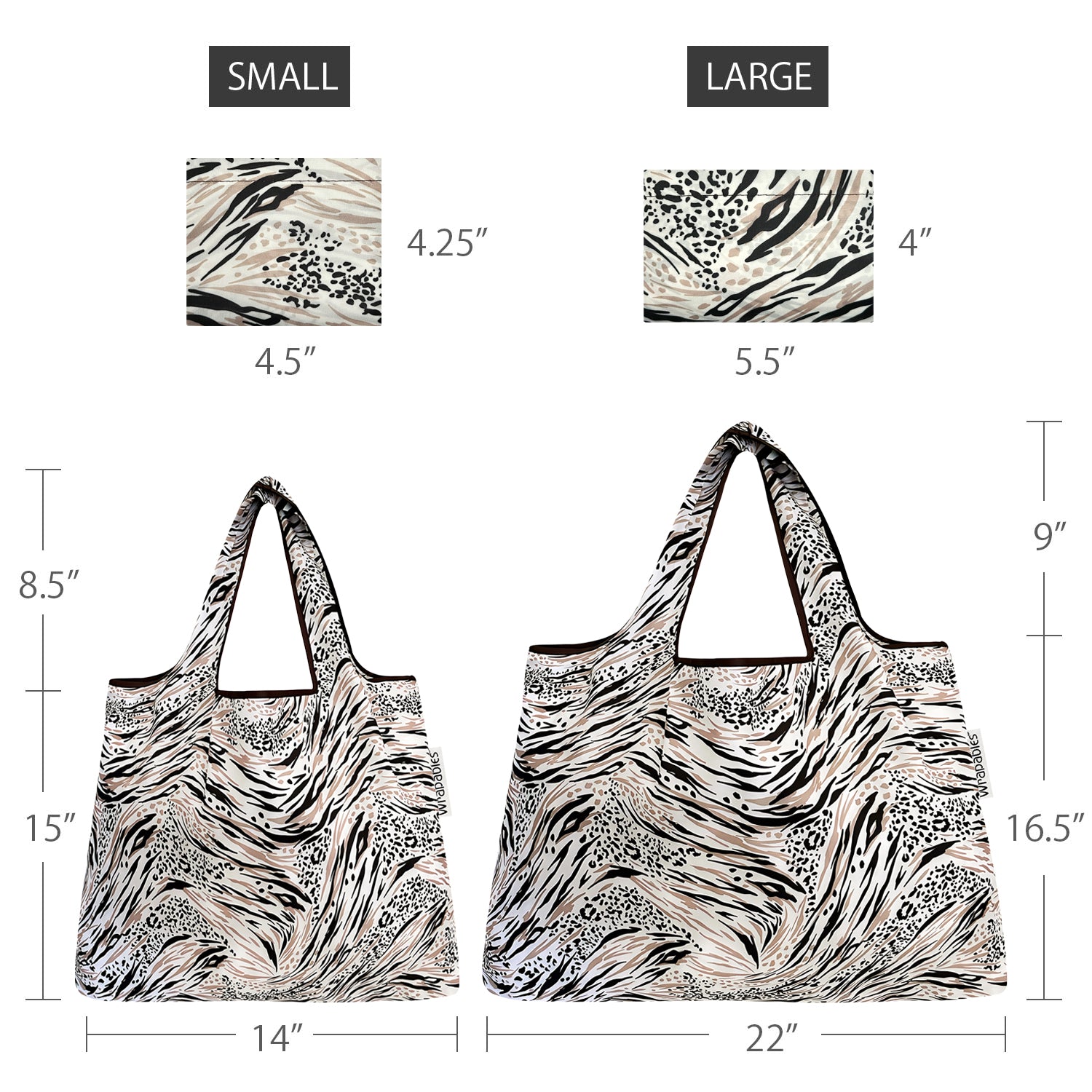 Wrapables Large & Small Foldable Tote Nylon Reusable Grocery Bags, Set of 2