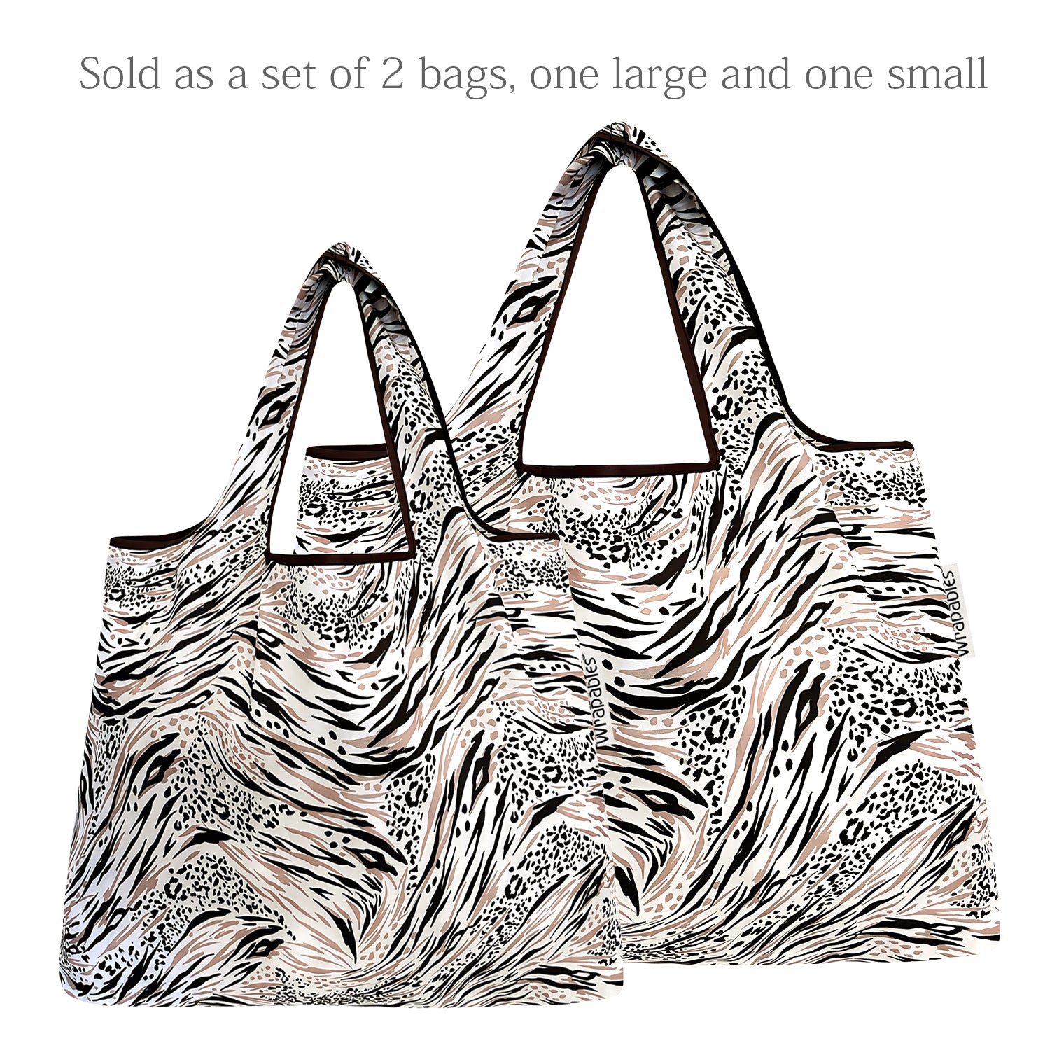 Wrapables Large & Small Foldable Tote Nylon Reusable Grocery Bags, Set of 2