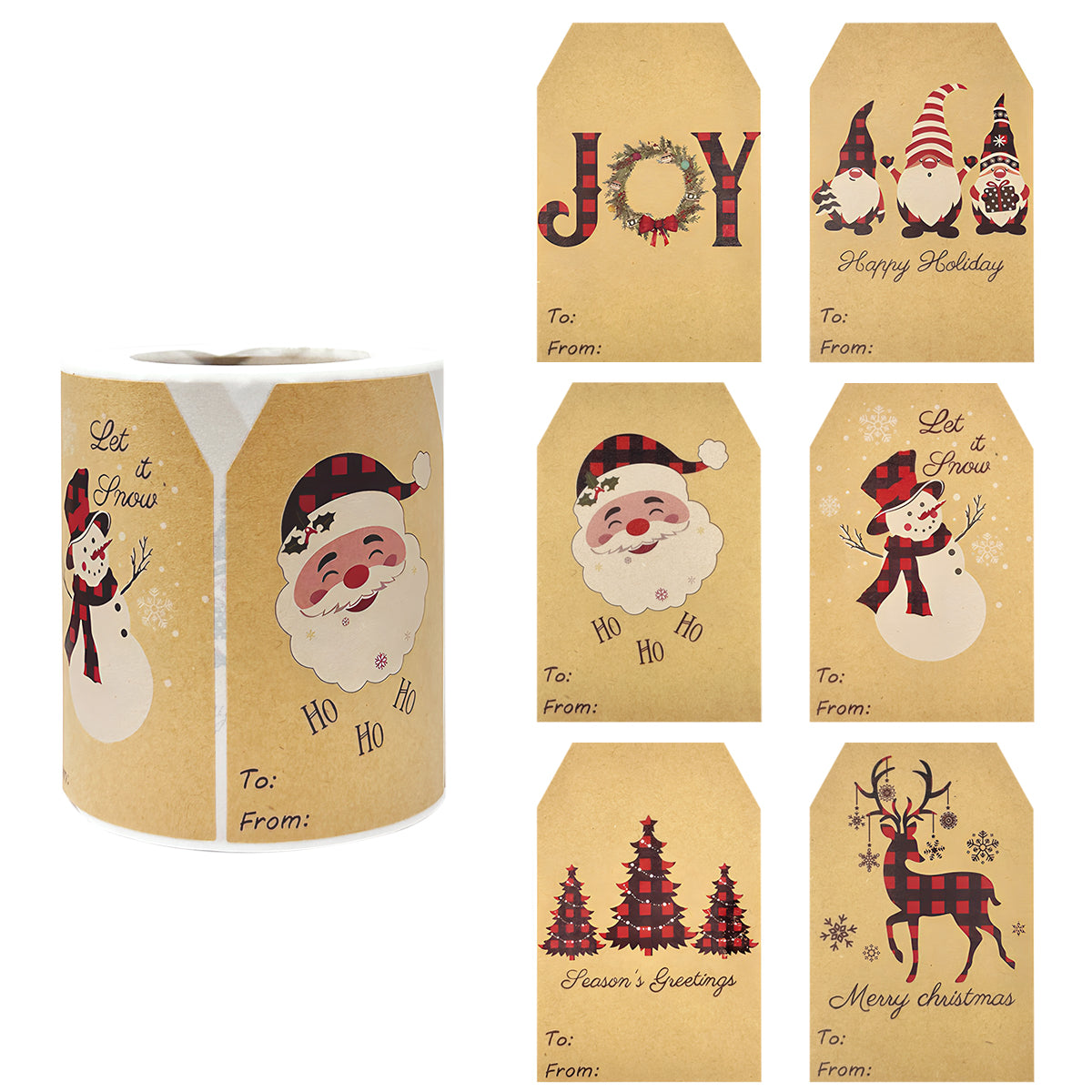 Wrapables Christmas Holiday Gift Tag Stickers and Labels Roll for Gift-Wrapping, Labeling, Package Decoration (300pcs)