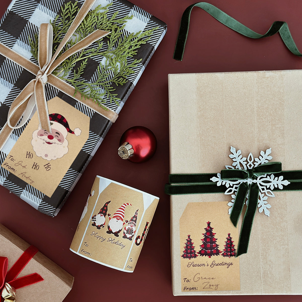 Wrapables Christmas Holiday Gift Tag Stickers and Labels Roll for Gift-Wrapping, Labeling, Package Decoration (300pcs)