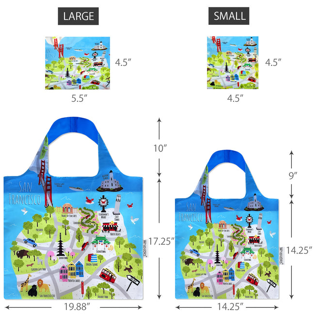 Wrapables Large & Small Allybag Foldable & Lightweight Reusable Grocery Bags (Set of 2)