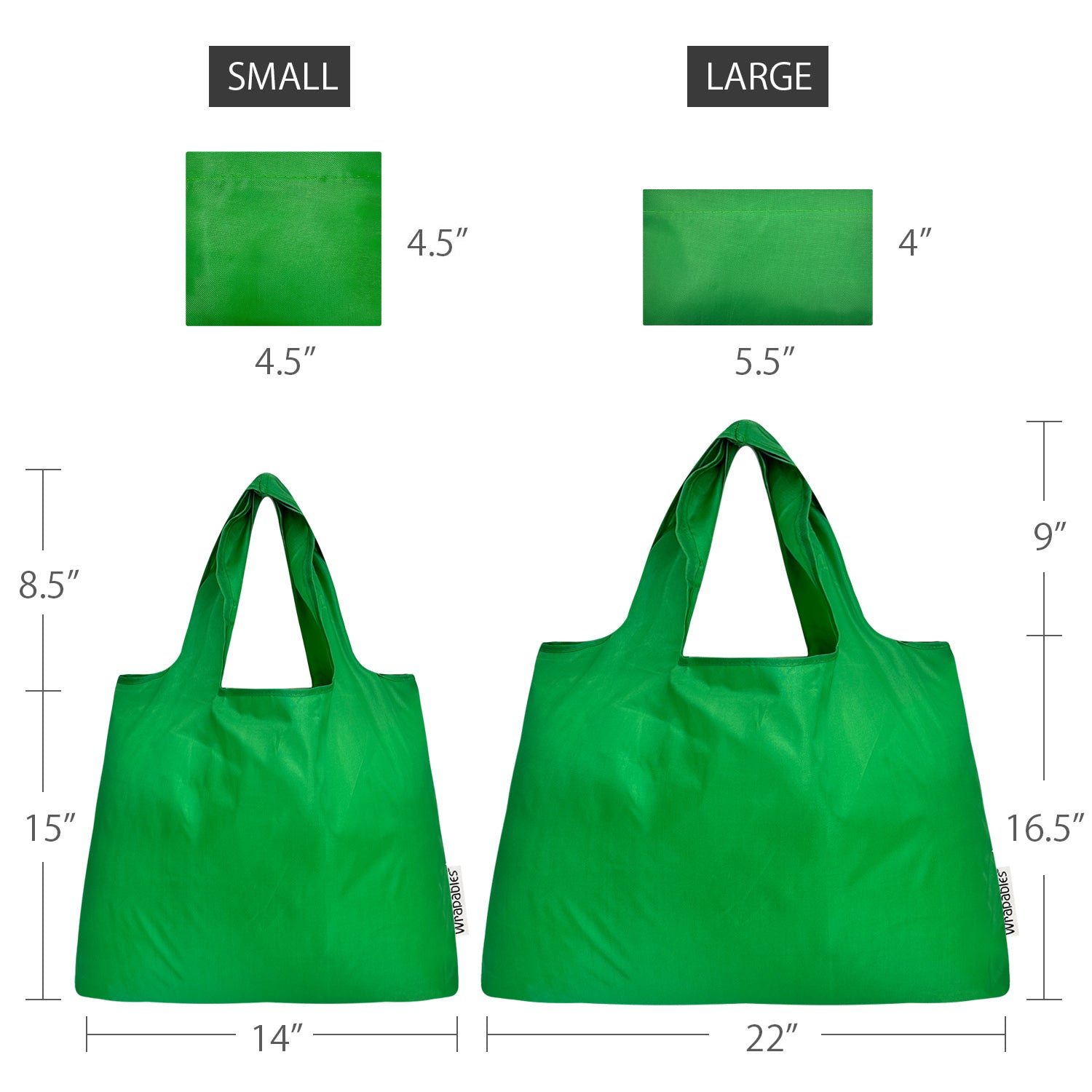 Wrapables Large & Small Foldable Tote Nylon Reusable Grocery Bags, Set of 2