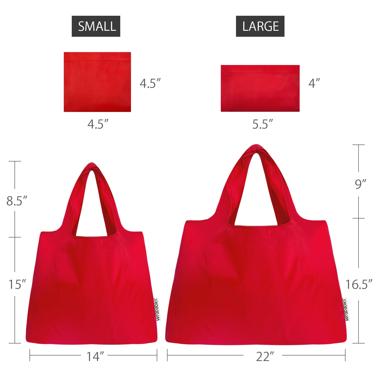 Wrapables Large & Small Foldable Tote Nylon Reusable Grocery Bags, Set of 2