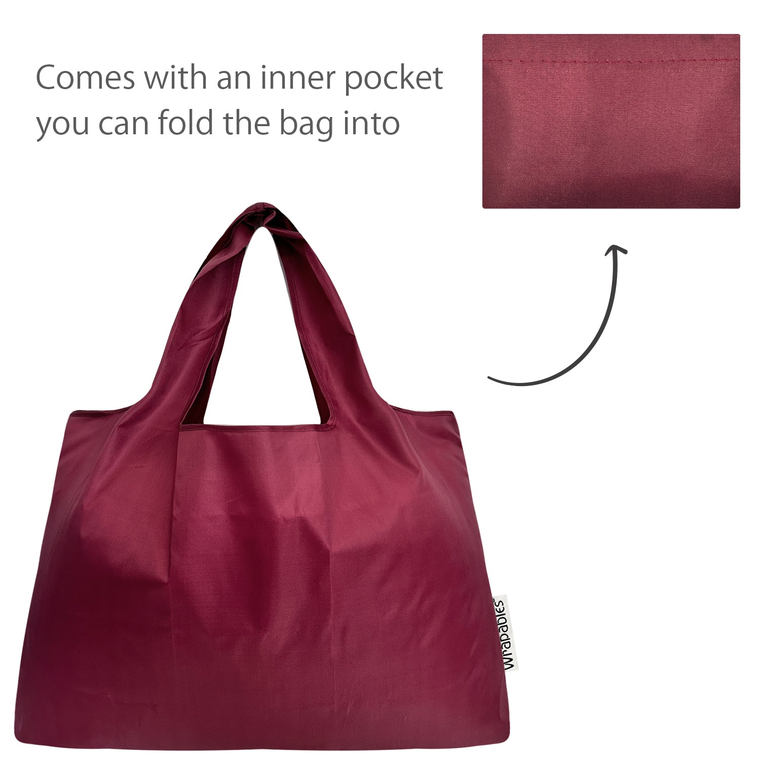 Wrapables Large & Small Foldable Tote Nylon Reusable Grocery Bags, Set of 2