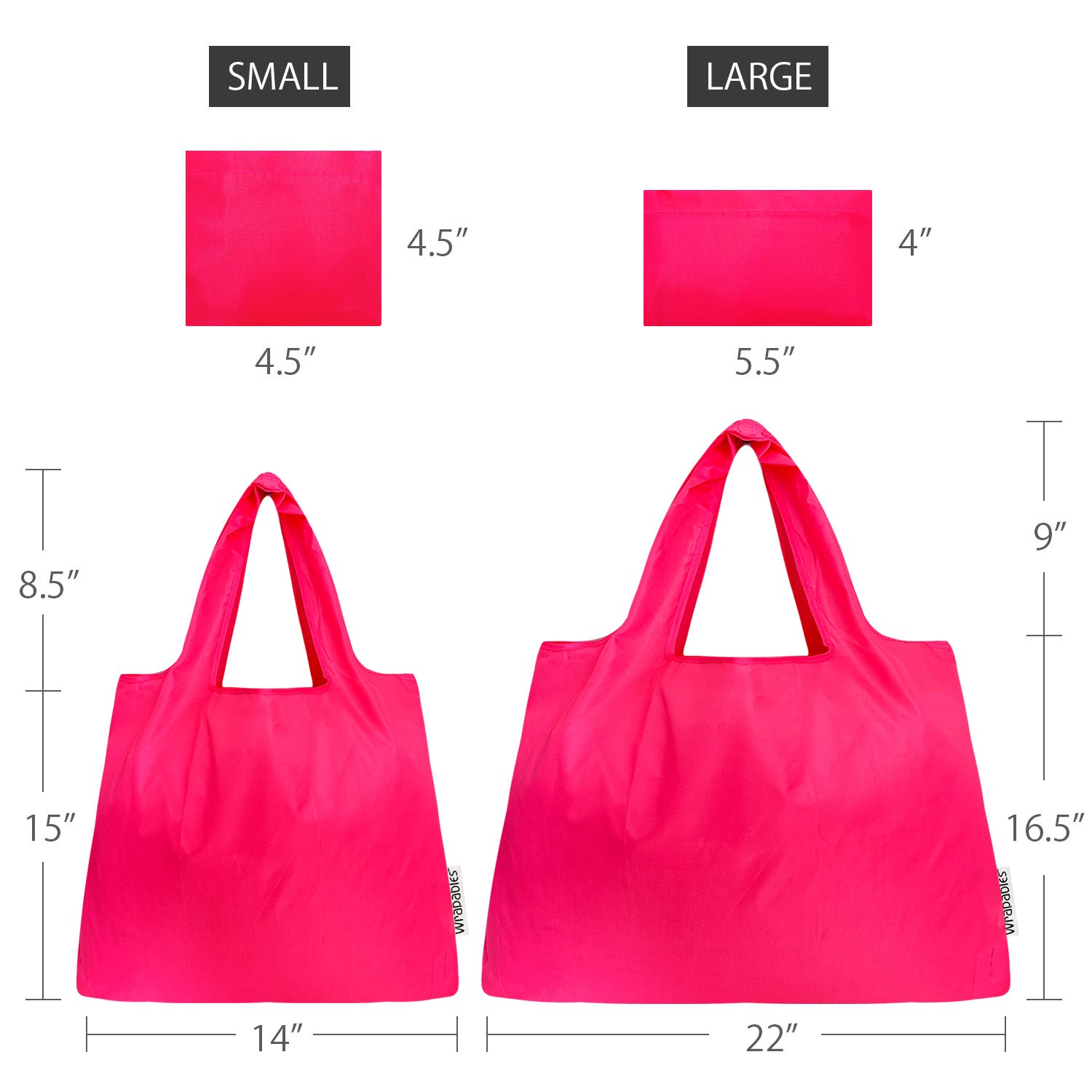 Wrapables Large & Small Foldable Tote Nylon Reusable Grocery Bags, Set of 2