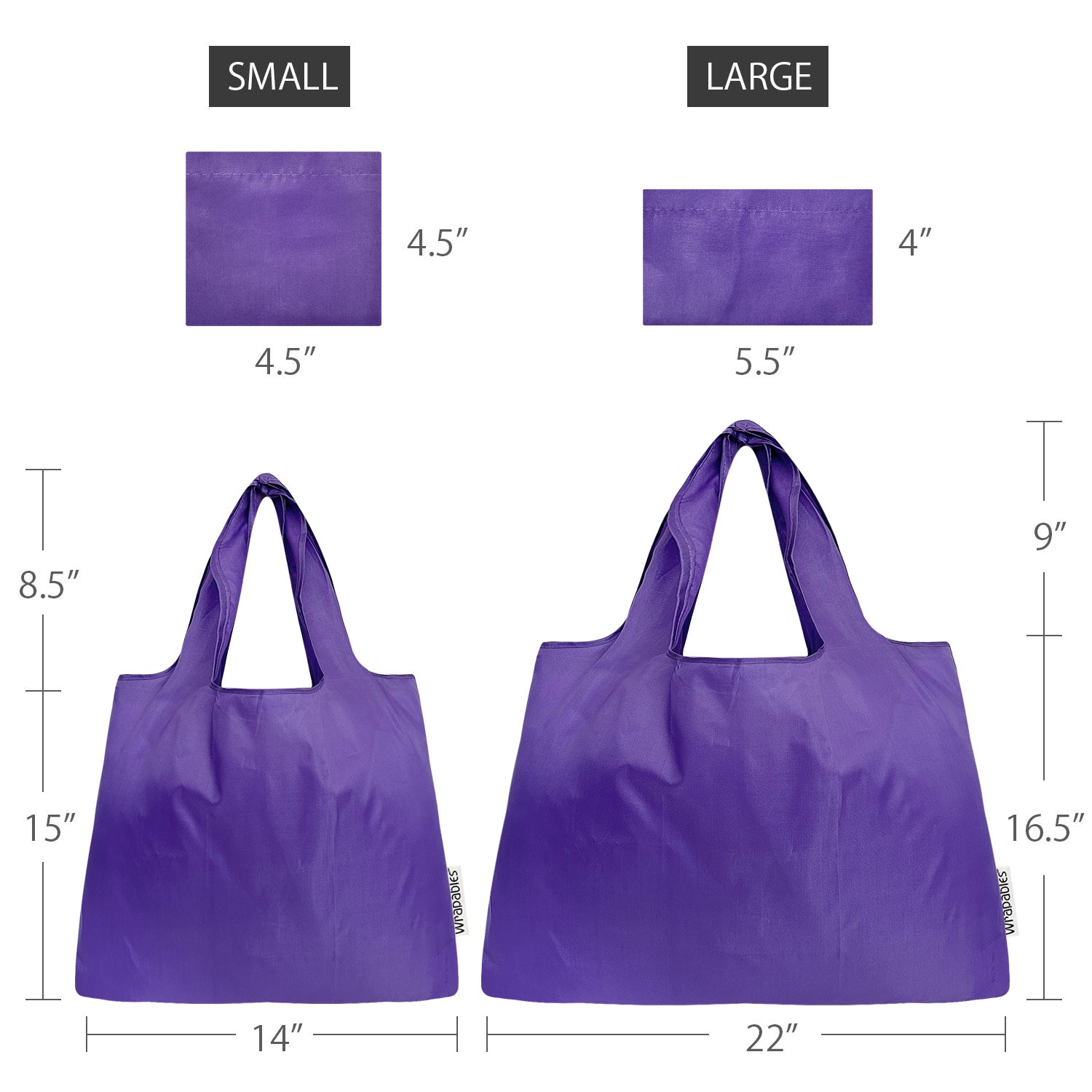 Wrapables Large & Small Foldable Tote Nylon Reusable Grocery Bags, Set of 2