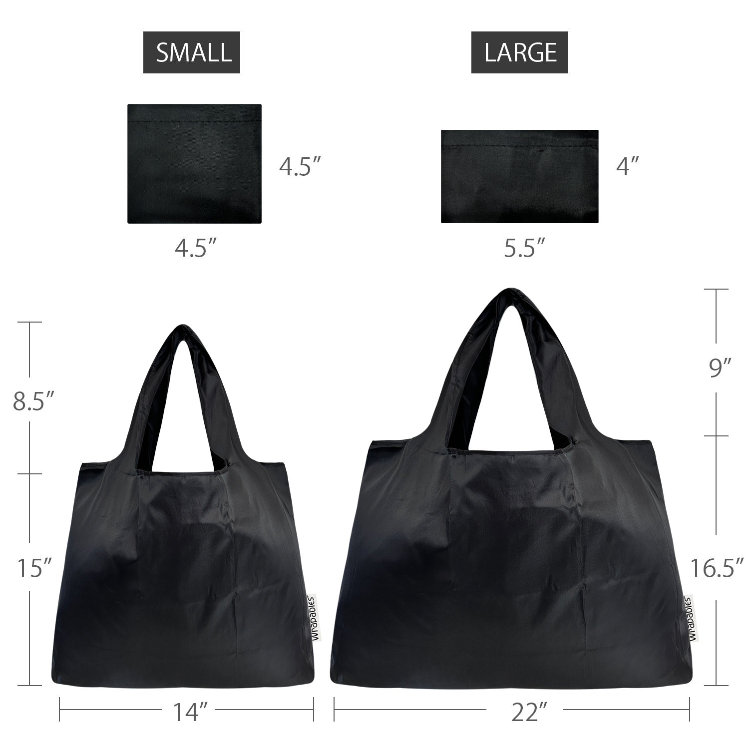 Wrapables Large & Small Foldable Tote Nylon Reusable Grocery Bags, Set of 2