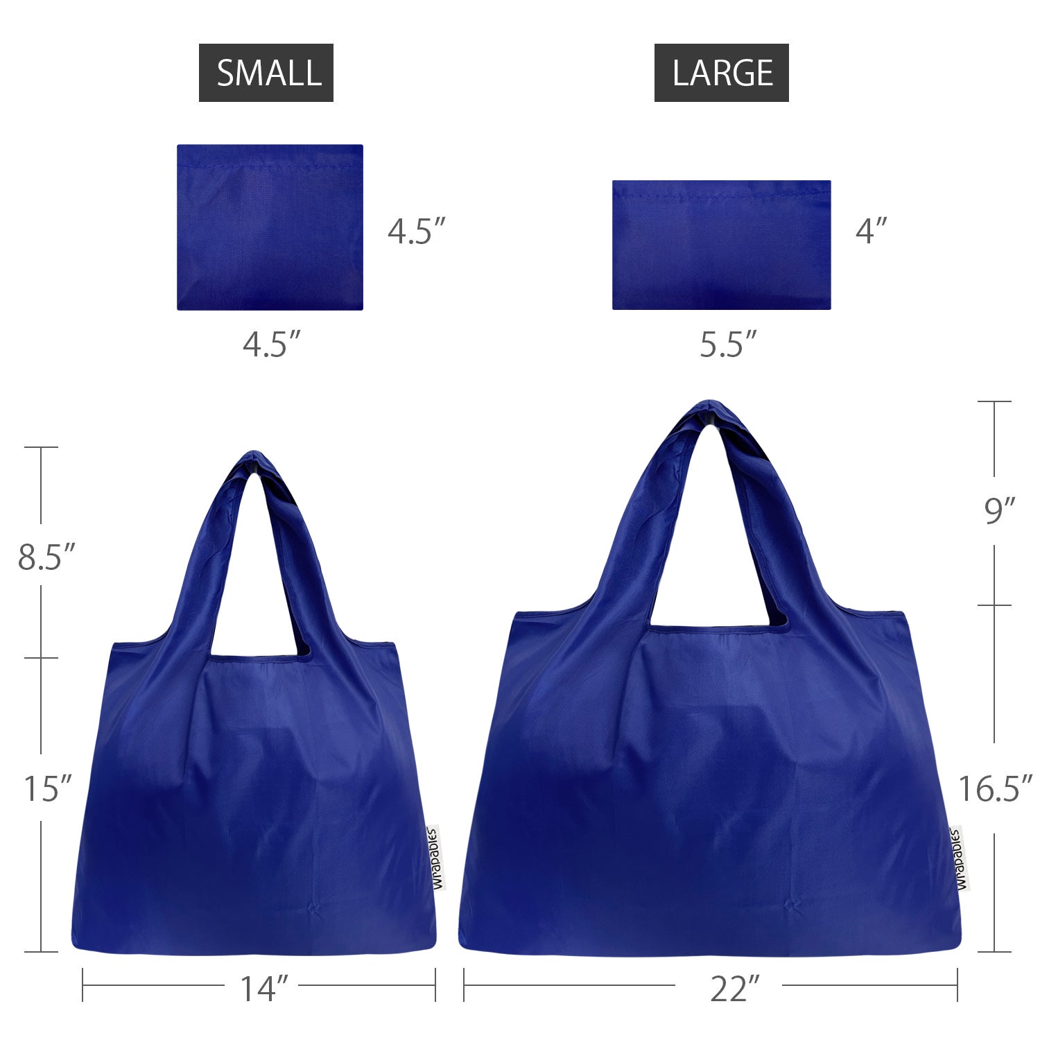 Wrapables Large & Small Foldable Tote Nylon Reusable Grocery Bags, Set of 2