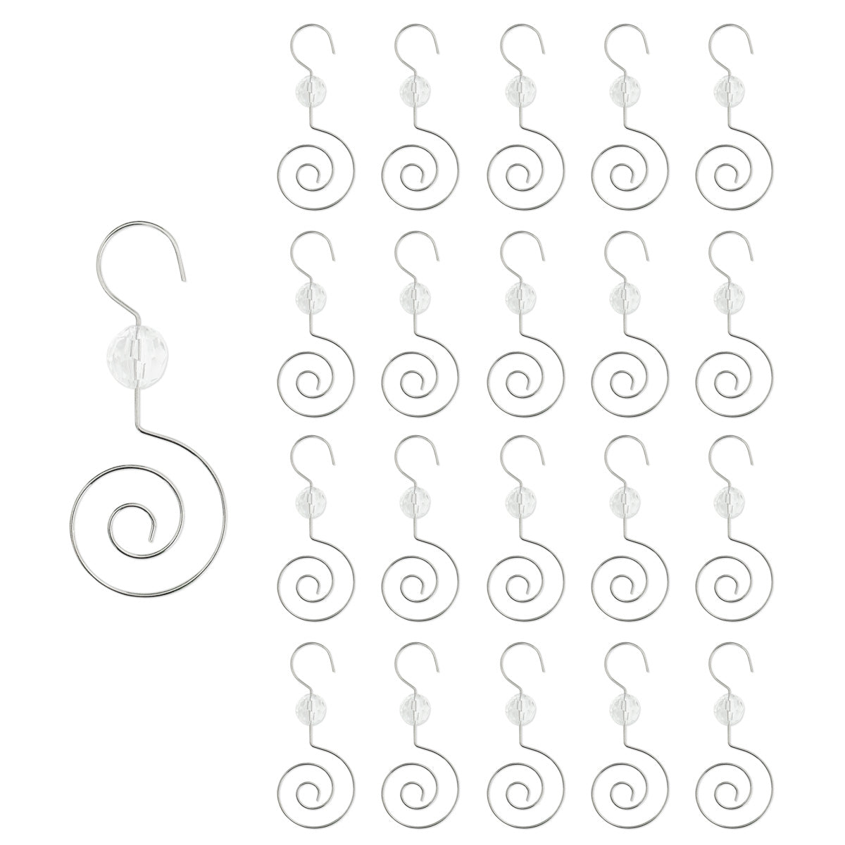 Wrapables Stainless Steel Christmas Tree Ornament Hooks with Beads for Hanging Decorations (Set of 20)