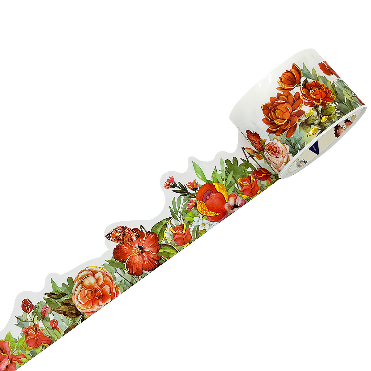 Wrapables Landscape Floral Metallic Gold Foil Washi Tape, 30mm x 3M