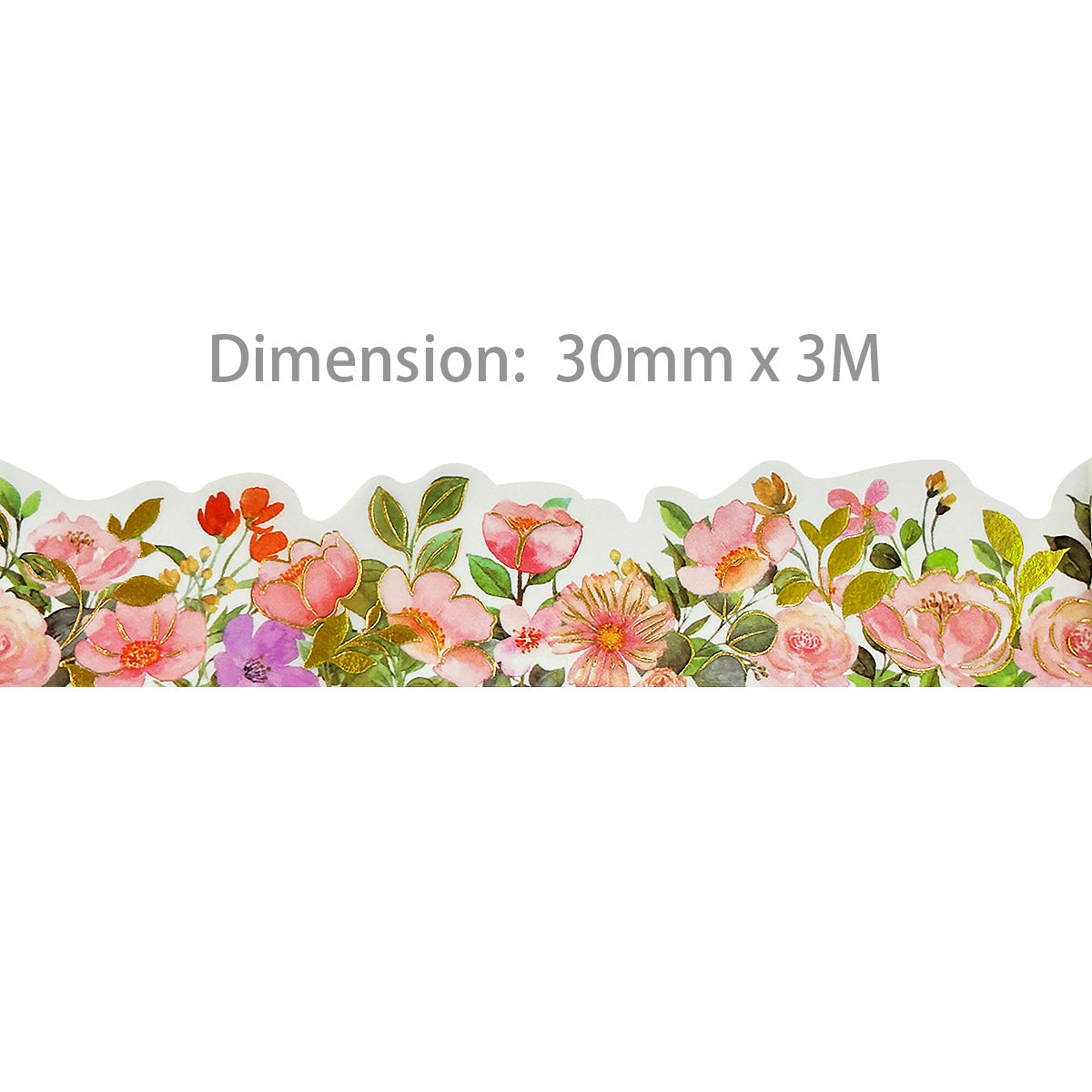 Wrapables Landscape Floral Metallic Gold Foil Washi Tape, 30mm x 3M
