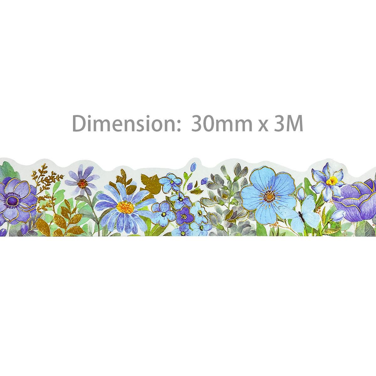 Wrapables Landscape Floral Metallic Gold Foil Washi Tape, 30mm x 3M
