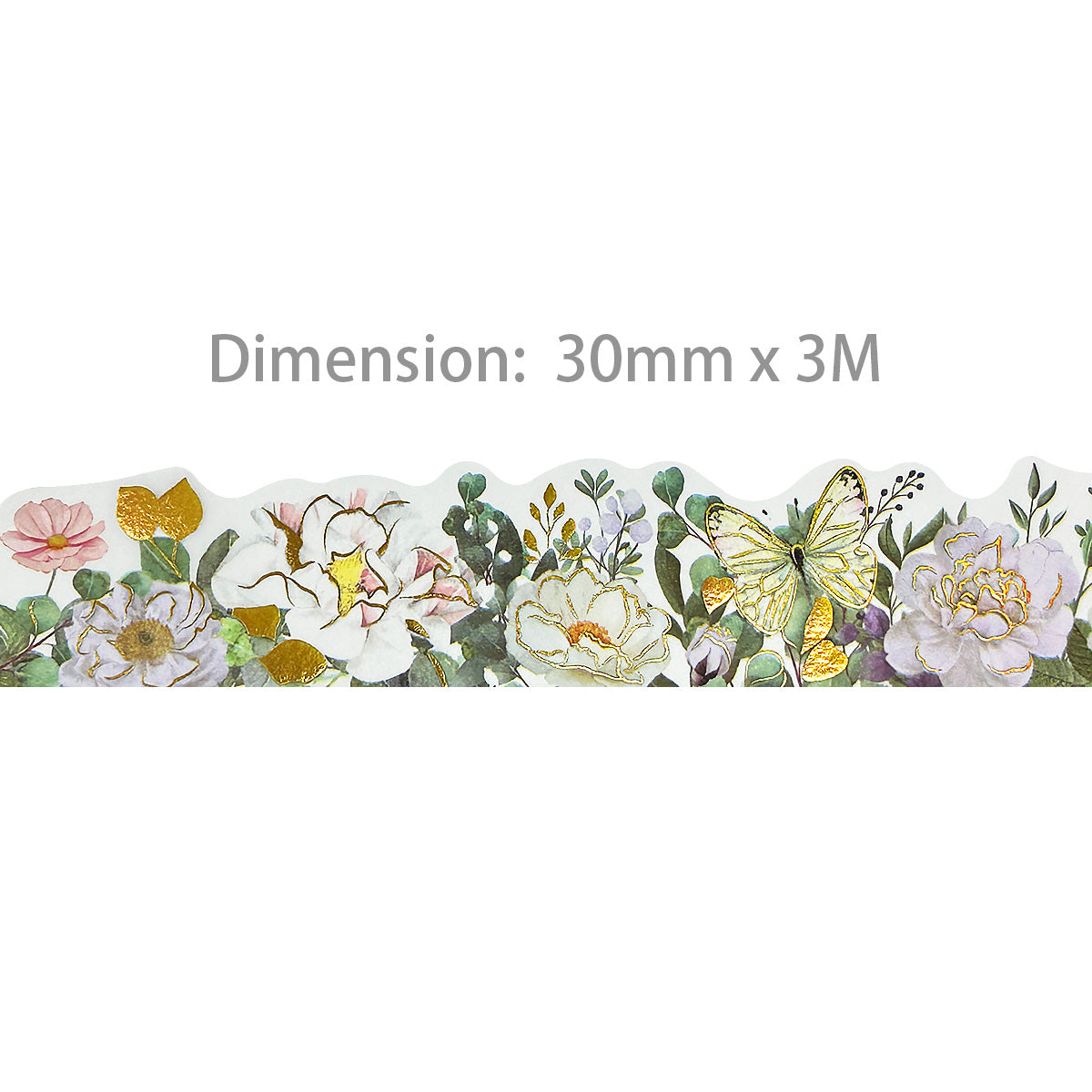 Wrapables Landscape Floral Metallic Gold Foil Washi Tape, 30mm x 3M