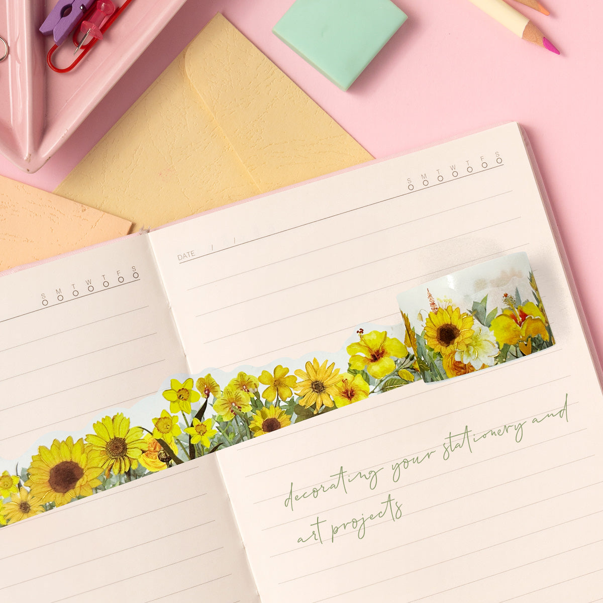 Wrapables Landscape Floral Metallic Gold Foil Washi Tape, 30mm x 3M